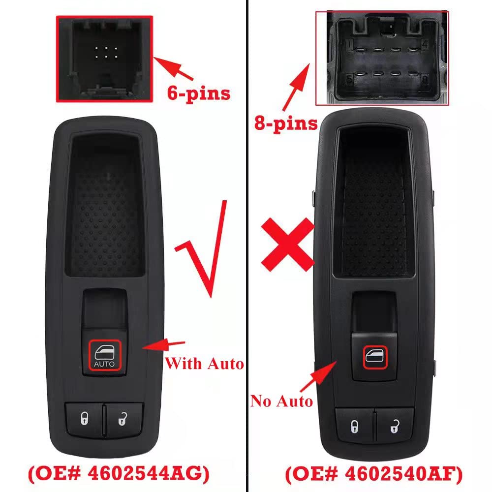 Passenger Window Switch Replacement For 2008-2012 Dodge Grand Caravan, Chrysler Town And Country,Jeep Liberty,Dodge Ram 1500, 2009-2010 Dodge Journey,2007-2011 Dodge Nitro Fits 4602544Ag