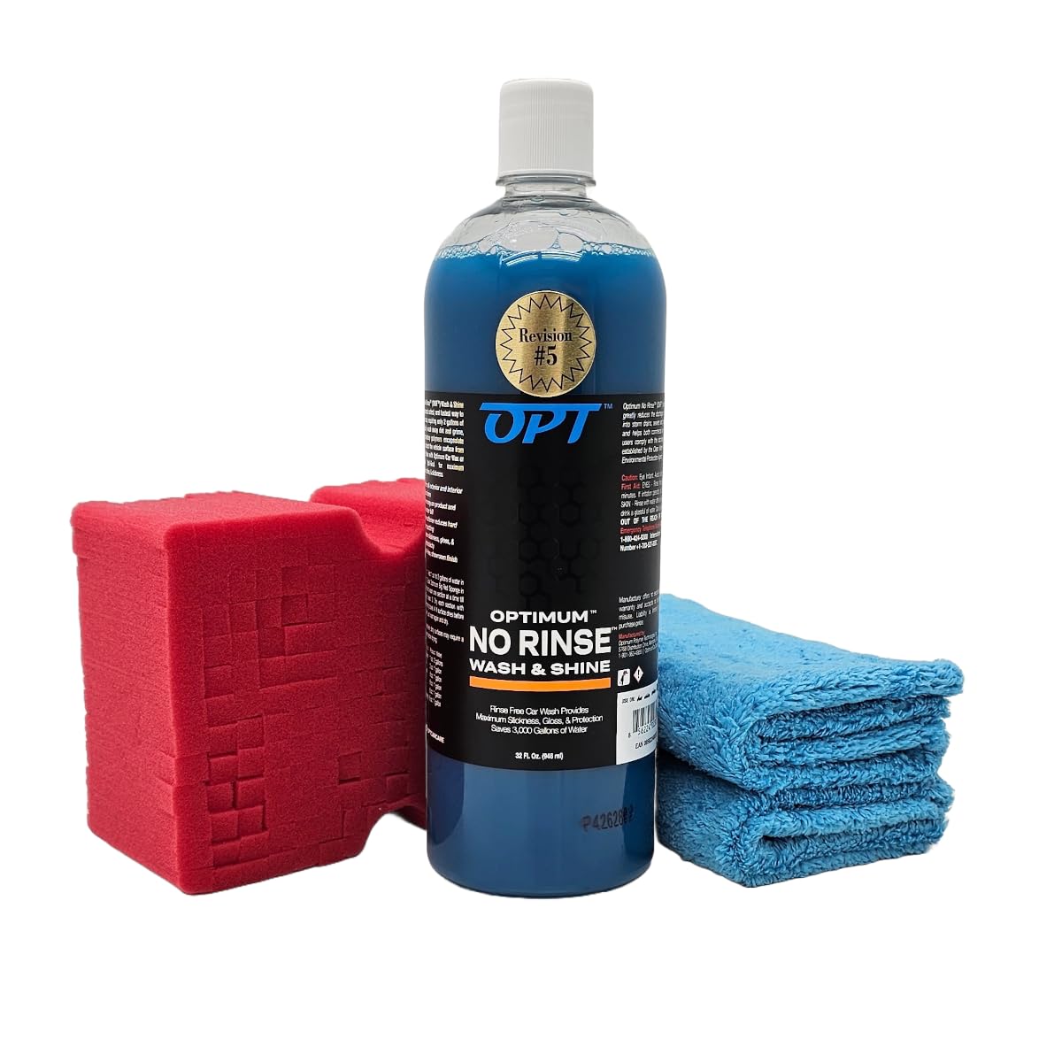 Optimum Onr, Microfiber Car Drying Towel, And Brs - Big Red Sponge Car Cleaning Kit, 32 Oz. No Rinse, Car Drying Towel, And Car Wash Sponge For Detailing Cars, Trucks, Motorcycles, And More