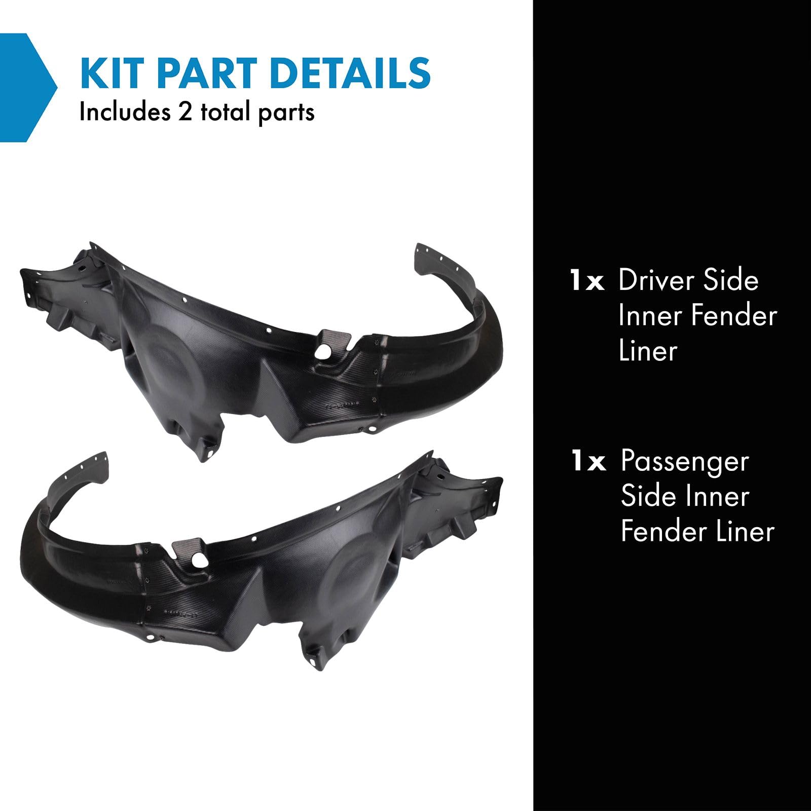Trq Inner Fender Liner Set Compatible With 2005-2010 Pontiac G6 Gm1248174 Gm1249174