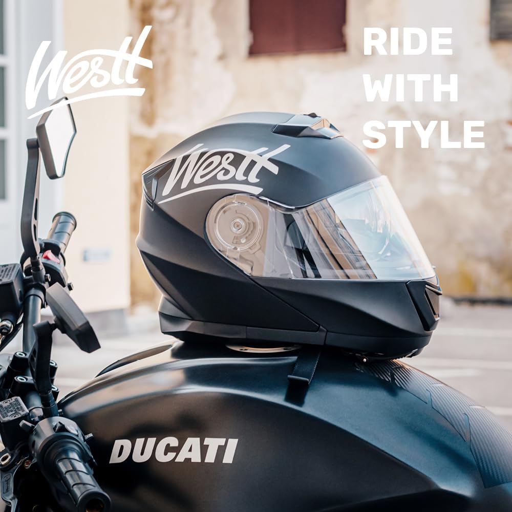 Westt Open Face Motorcycle Helmet - Motocross Helmet Liftable Chin & Dual Visor - Atv Helmets For Adults Motorcycle Dot Approved