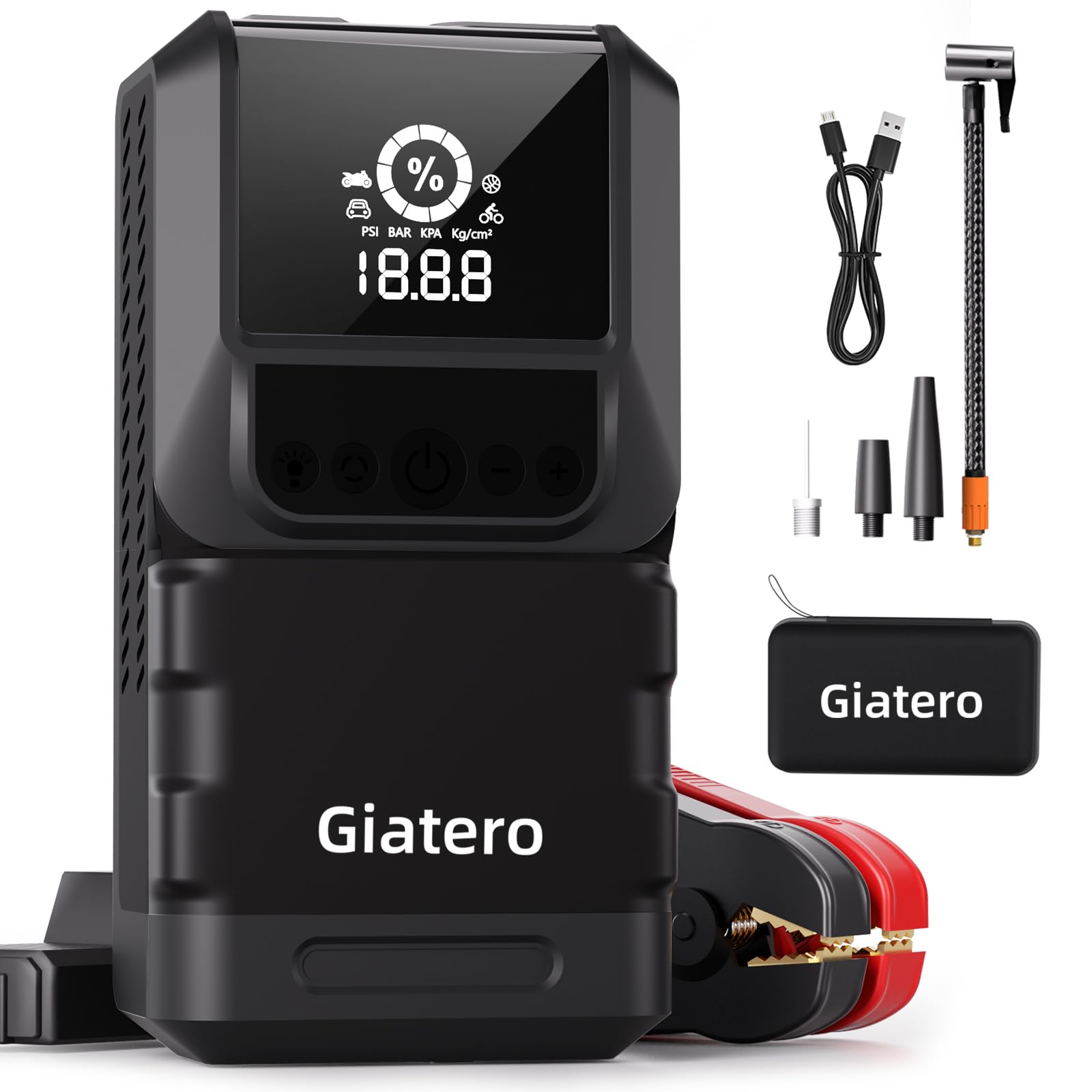 Giatero Q13 6000A Portable Car Jump Starter with Air Compressor 150PSI, Car Jumper Starter Portable(10.0L Gas/8.0L Diesel), 12V 
