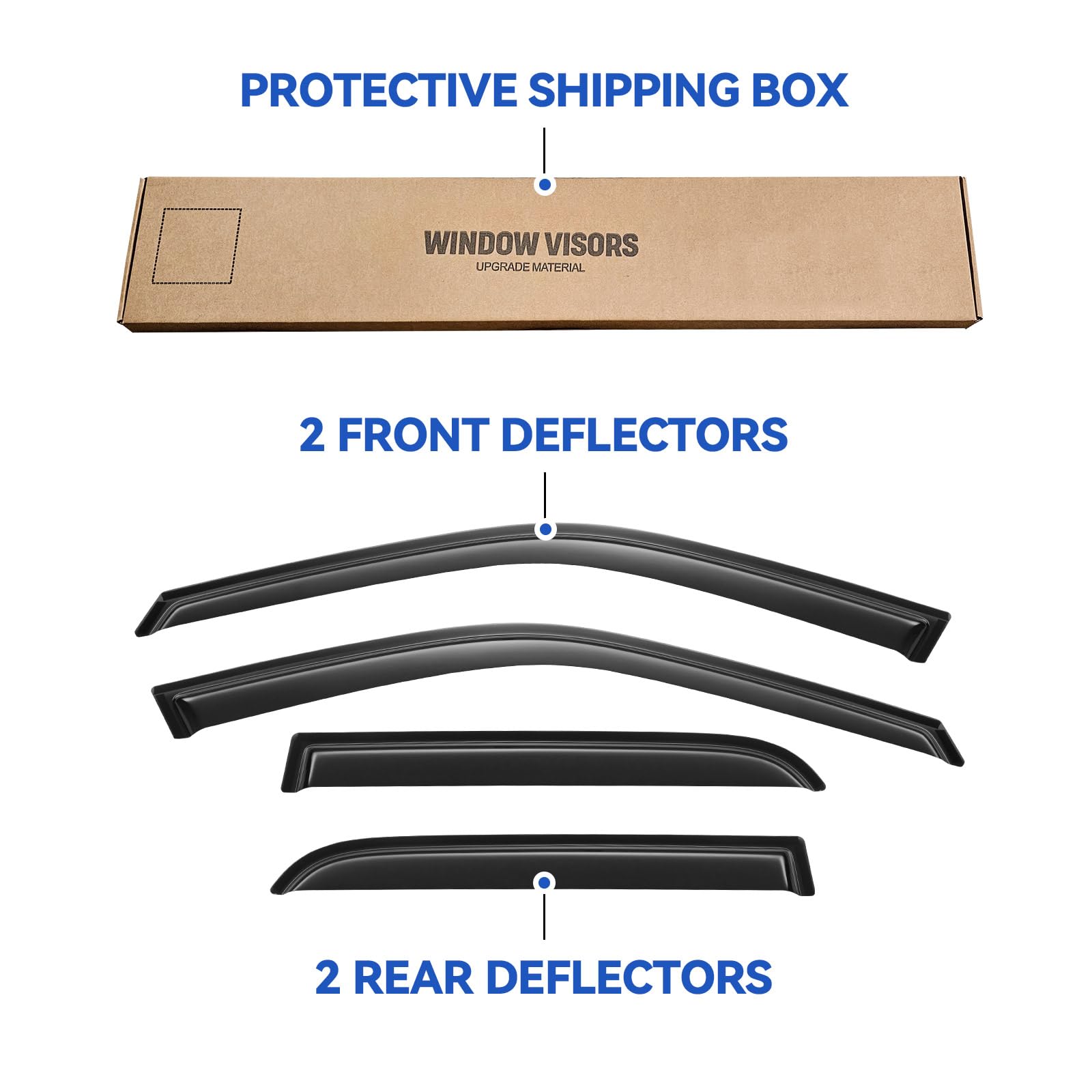 YQAUTEC Window Visors Rain Guards, Dark Smoke Tinted, Acrylic, 2002-2006 Honda CR-V, Model YD-055, Out-Channel Wind Deflectors