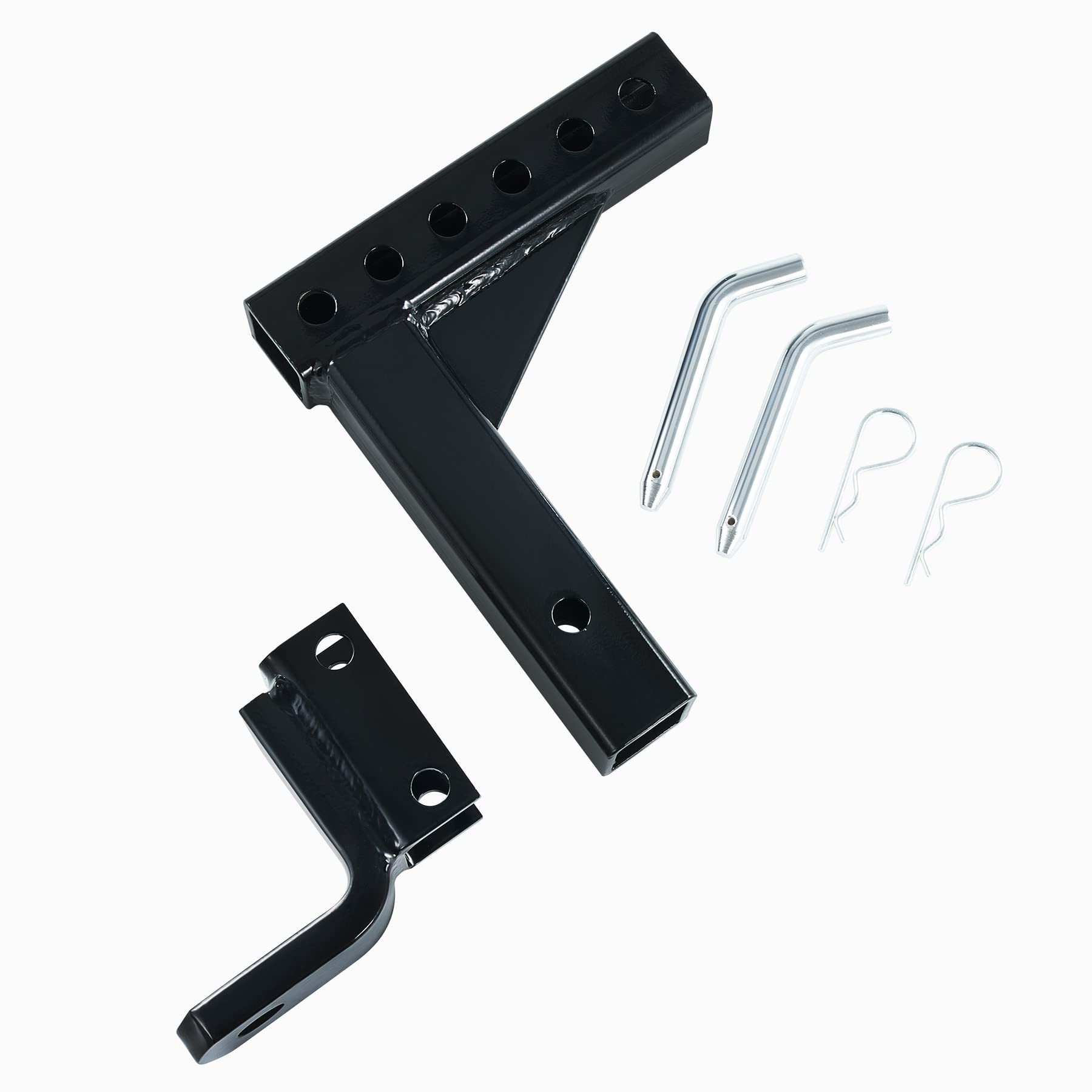 Omt Trailer Hitch Ball Mount With 2.5 Ton Towing Capacity, Class 3 Tow Hitch With 1 Hole And Pins For 2 Receiver Pickups Vans Suvs, Adjustable Drop Hitch For Trailers Campers Boats More