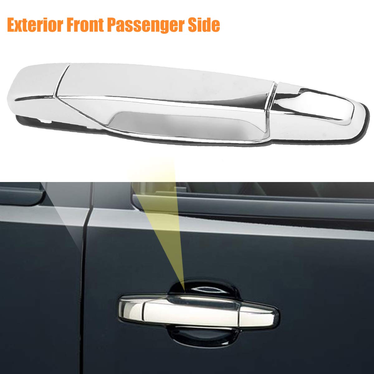 NPAUTO Chrome Front Passenger Door Handle Replacement for Chevy Silverado, Tahoe, GMC Sierra, Cadillac Escalade 2007-2013, Right Side