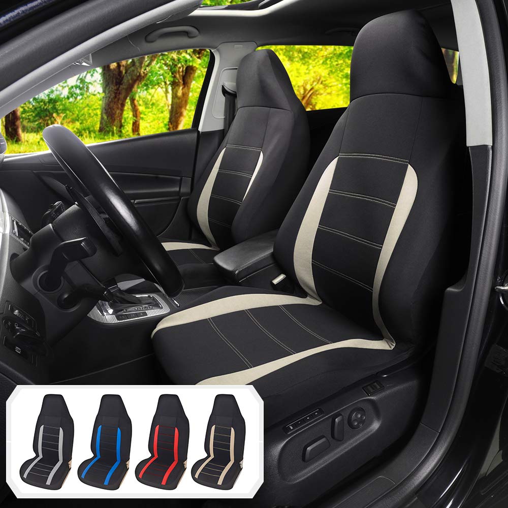 Autoyouth Auto Car Front Seat Covers Bucket Seat Cover Seat Protectors Universal Fit Seat Covers For Sedan, Truck, Suv- Black Be