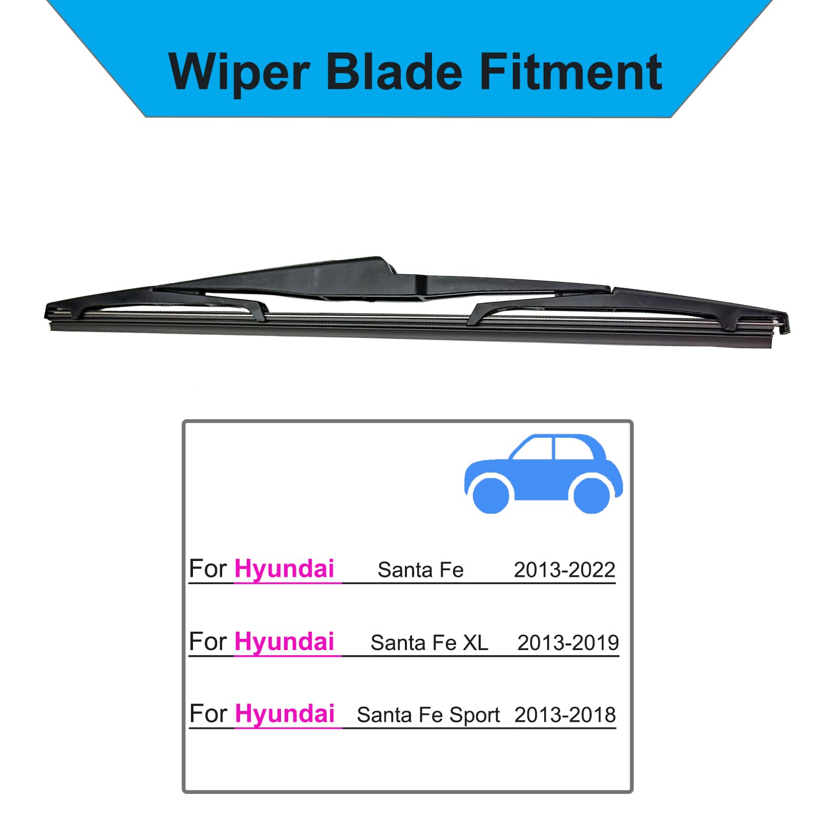 Rear Wiper Blade-13'' Rear Windshield Wiper Blades For Hyundai Santa Fe 2013-2022, Hyundai Santa Fe Xl 2013-2019,Hyundai Santa F
