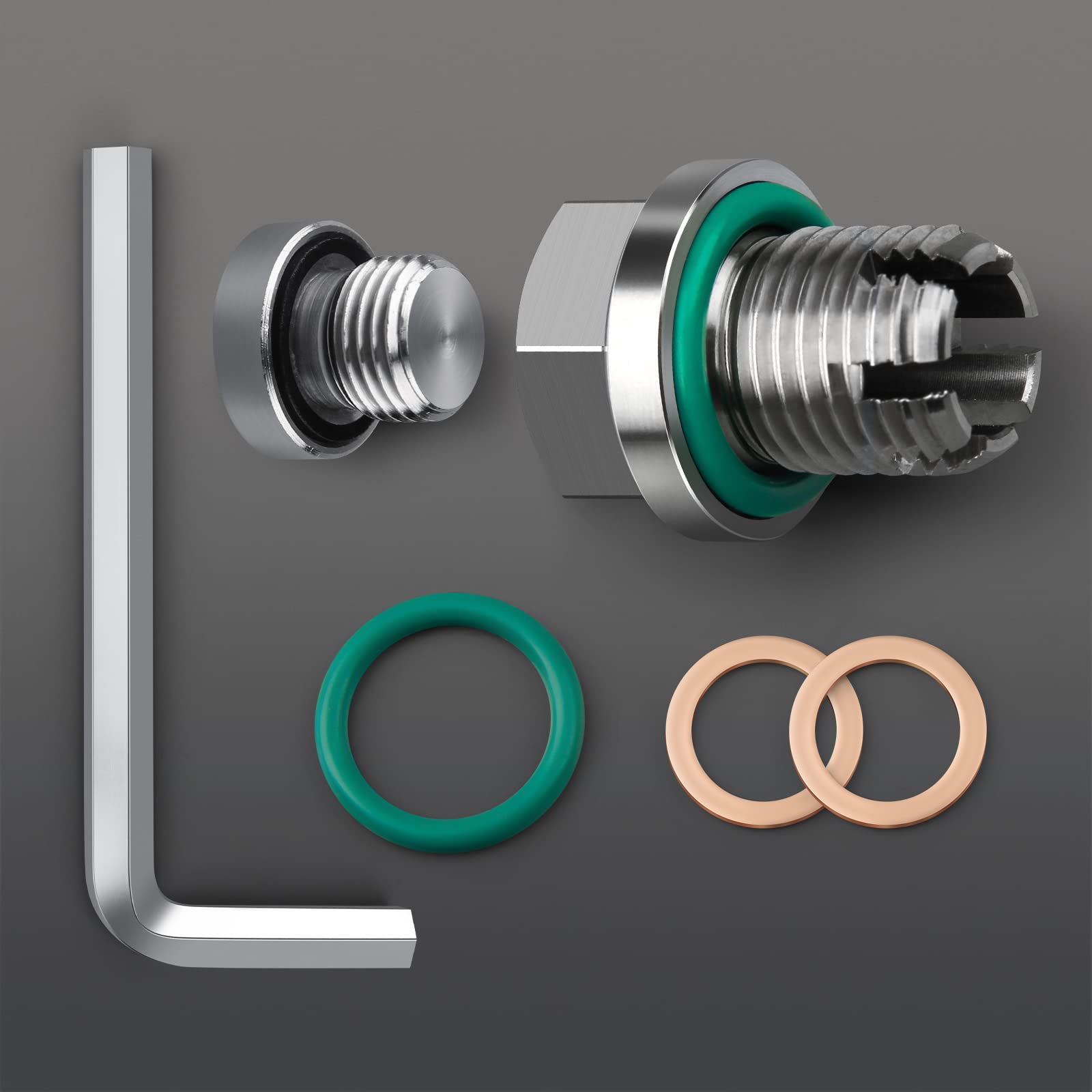 DEEFILL M18.1-1.5 x 15mm Stainless Steel Oil Drain Plug - Oversize Self Tapping Repair Kit, Silver