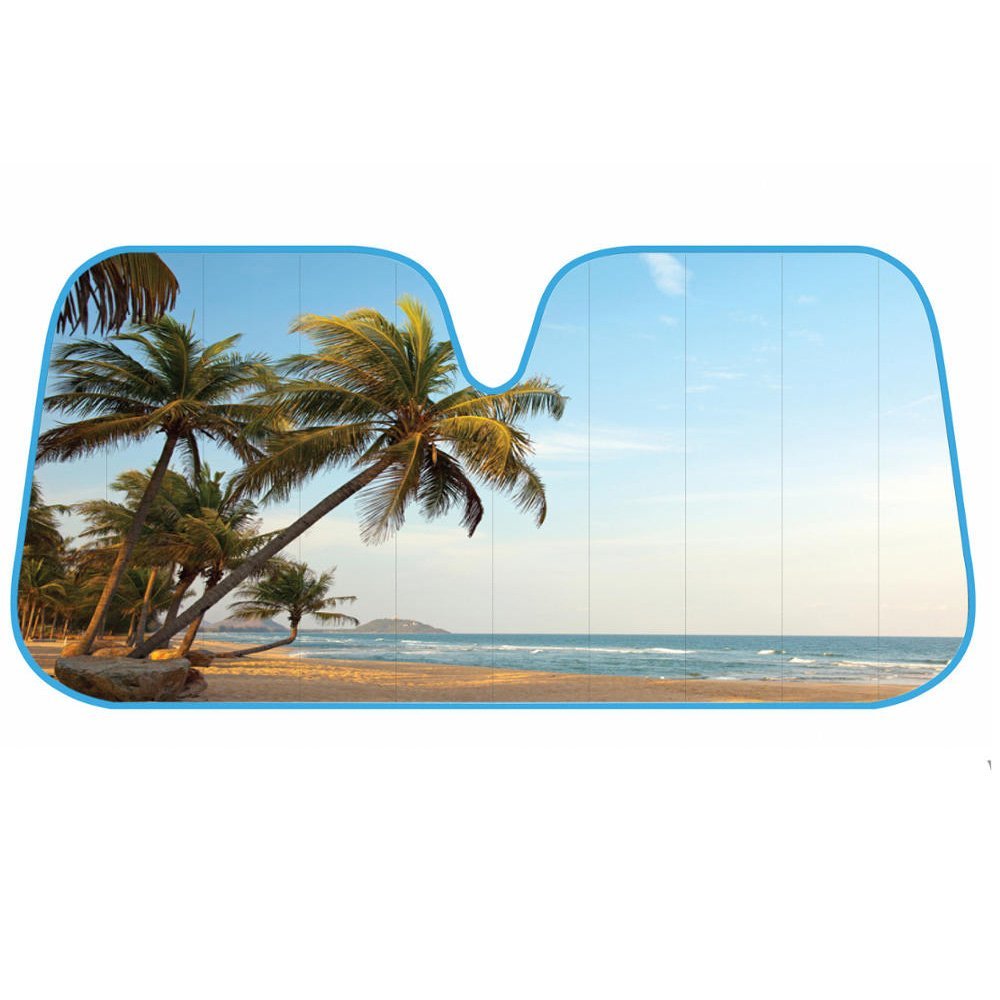 Bdk Palm Tree Tropical Island Front Windshield Sunshade Accordion Folding Style Auto Shade For Car Truck Suv Van Blocks Uv Rays 