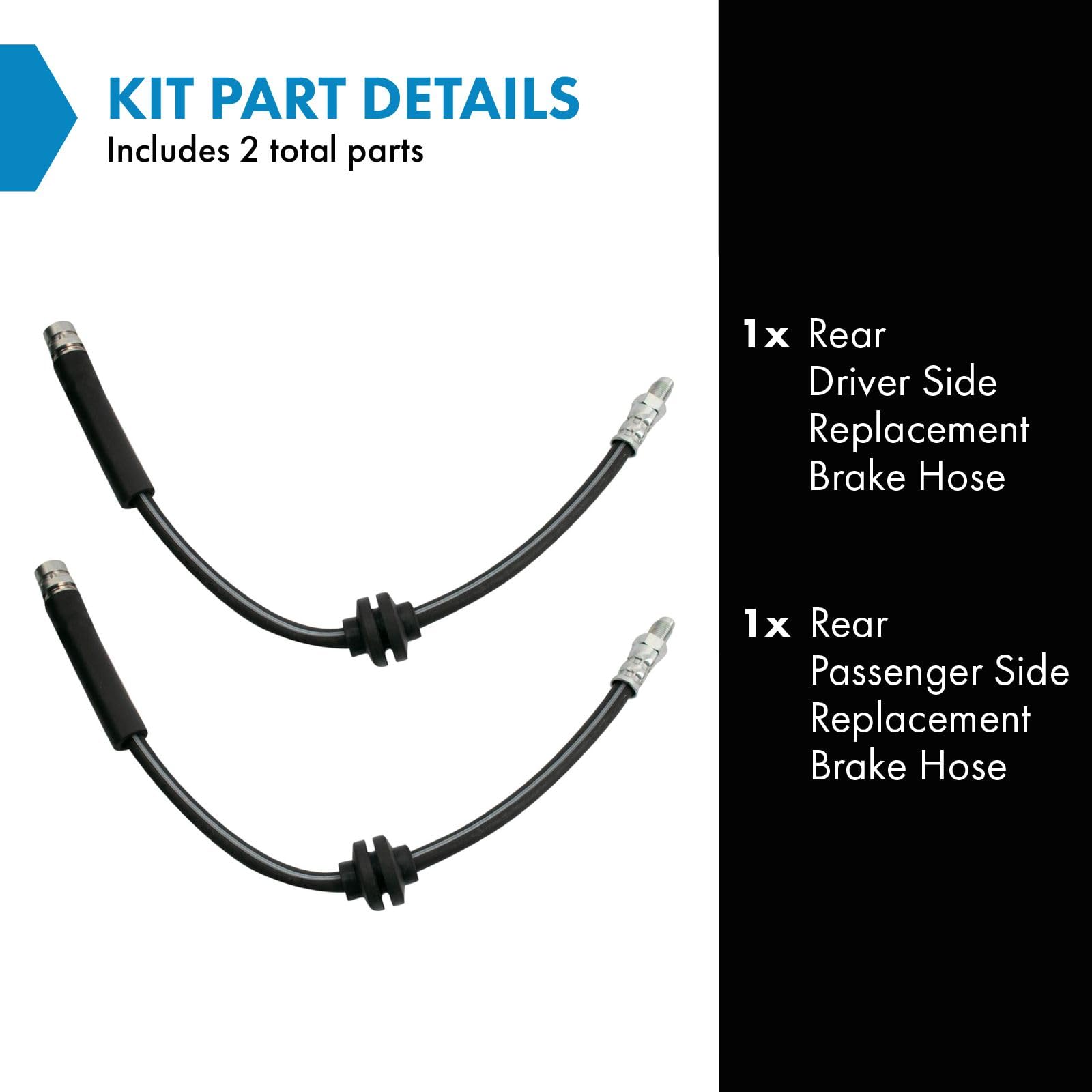 Trq Rear Brake Hose Set Compatible With 2004-2013 Mazda 3