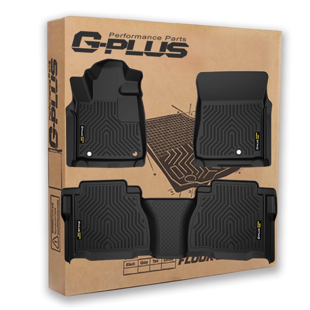 G-PLUS Car Floor Mats Compatible with Toyota Tundra Double CrewMax Cab Pickup 2007-2011 TPE Floor Liners 3 Piece Black