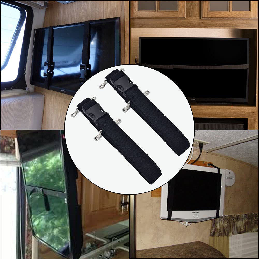 scottchen PRO RV TV Straps - 74" Anti-Tip Safety Tie Down, 2PCS, Black, Cotton & Steel, Model FCBD-02 for Camper Trailers