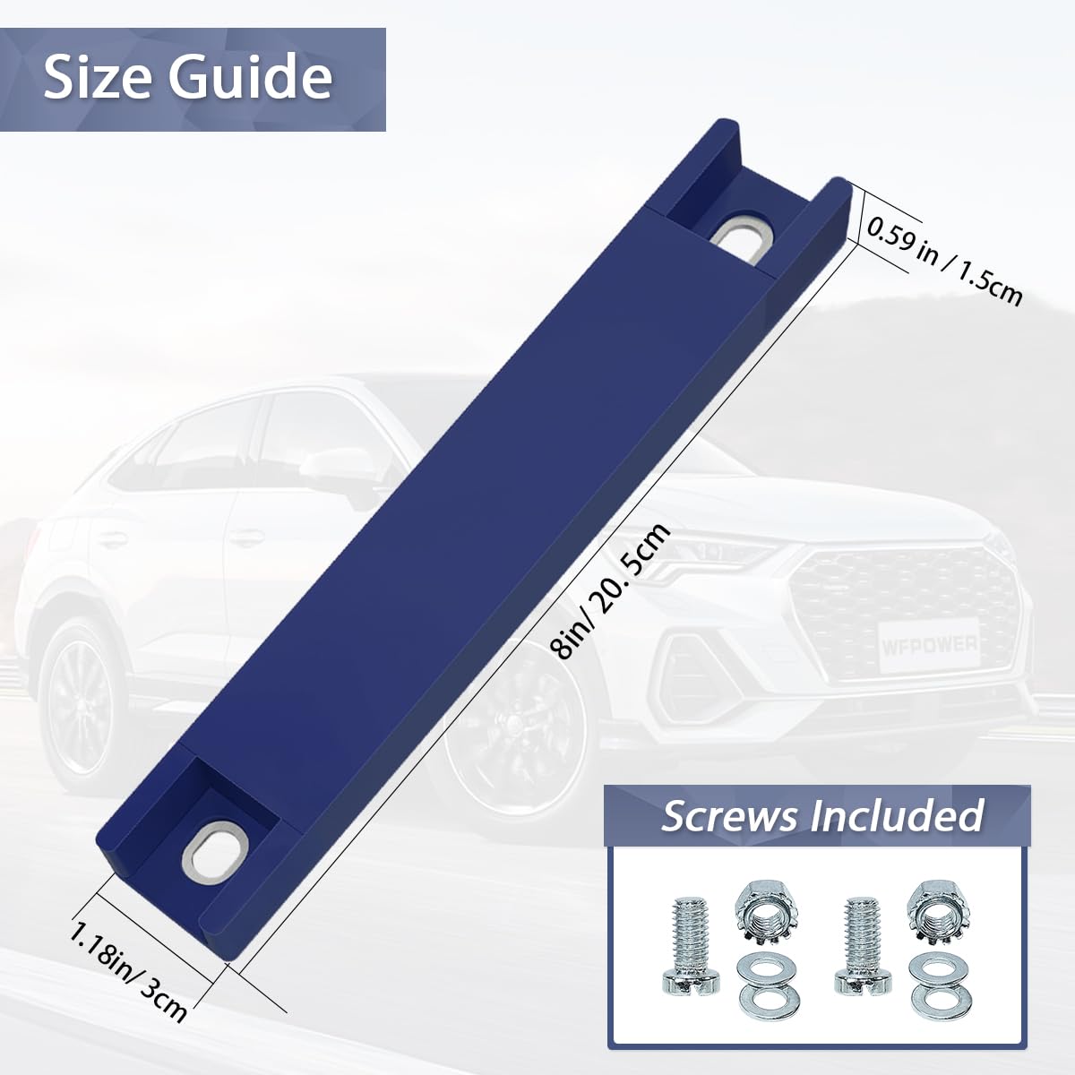 Wfpower Magnetic License Plate Holder, 2 Pack Rubber Coated Protection Dealer Test Driving Plate Holder Blue Demo Tag Magnet Bar