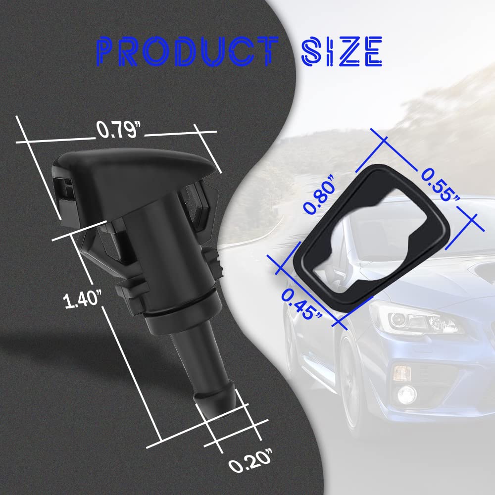 2 PCS Front Windshield Washer Nozzles, Windshield Washer Spray Jet Kit Replacement for Chrysler, Dodge, Jeep, Replaces OEM #: 48