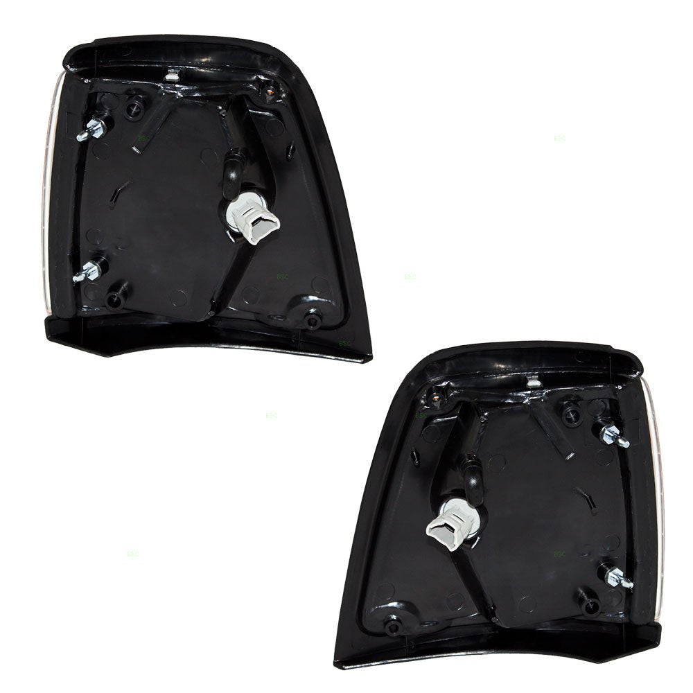 Brock Replacement Driver And Passenger Park Signal Corner Marker Lights Lamps With Black Trim Compatible With 92-95 Pickup Truck