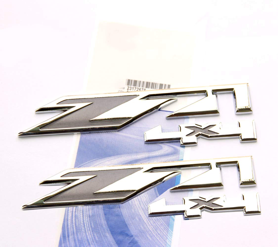 Yoaoo 2Pack Compatible With Silverado Sierra Tahoe Suburban Z71 4X4 Emblems Oem New 1500 2500 3500 Chrome Gray