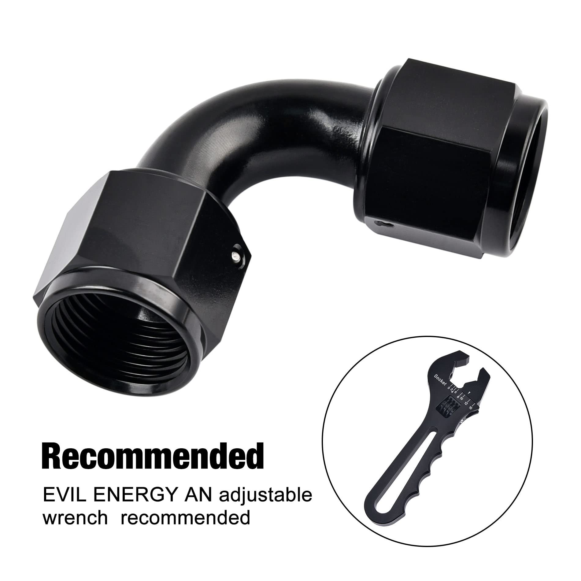 Evil Energy 8An Female To 8An Female 90 Degree Swivel Coupler Union Fitting Adapter Aluminum Black