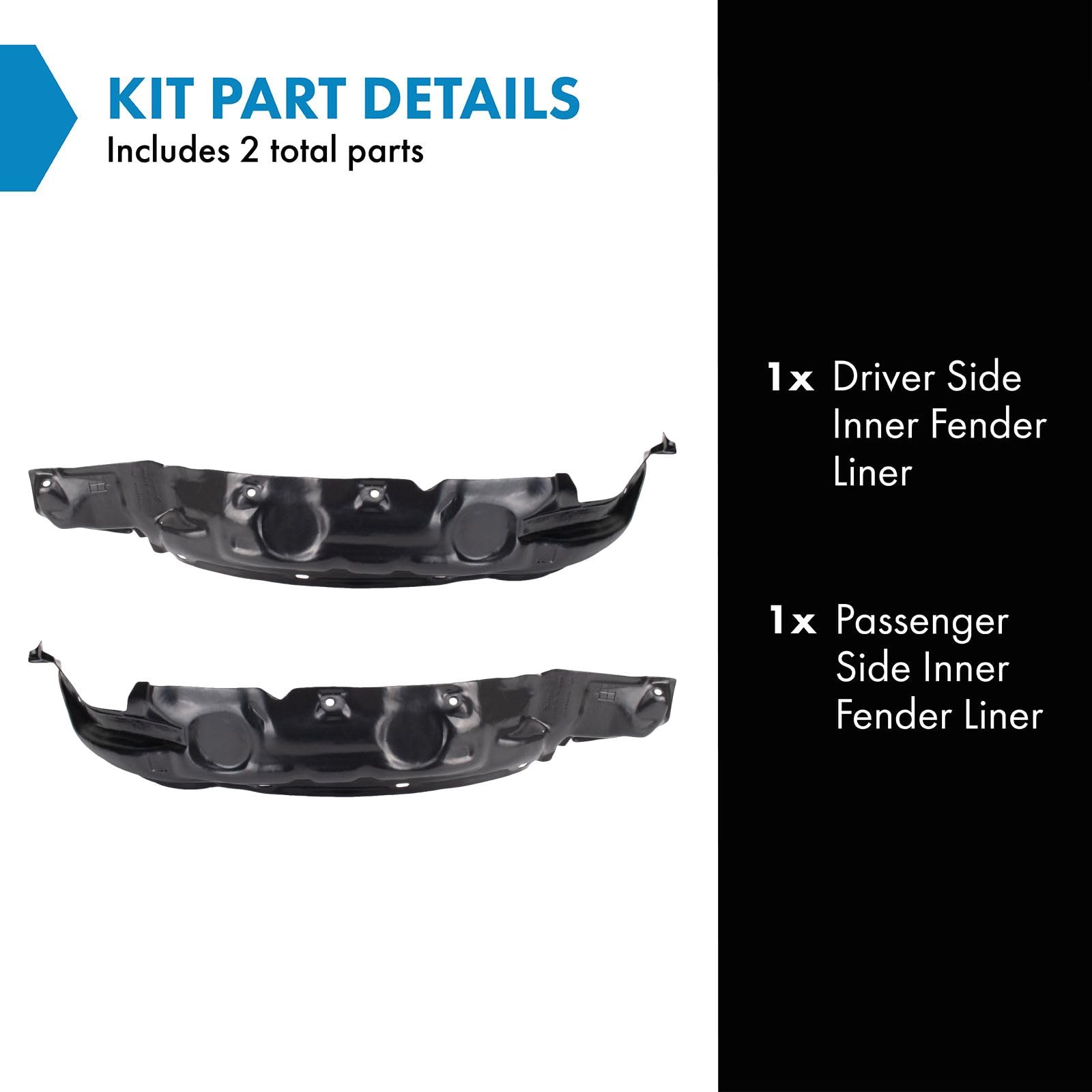 Trq Inner Fender Liner Set Compatible With 1984-1988 Toyota Pickup To1250107 To1251107