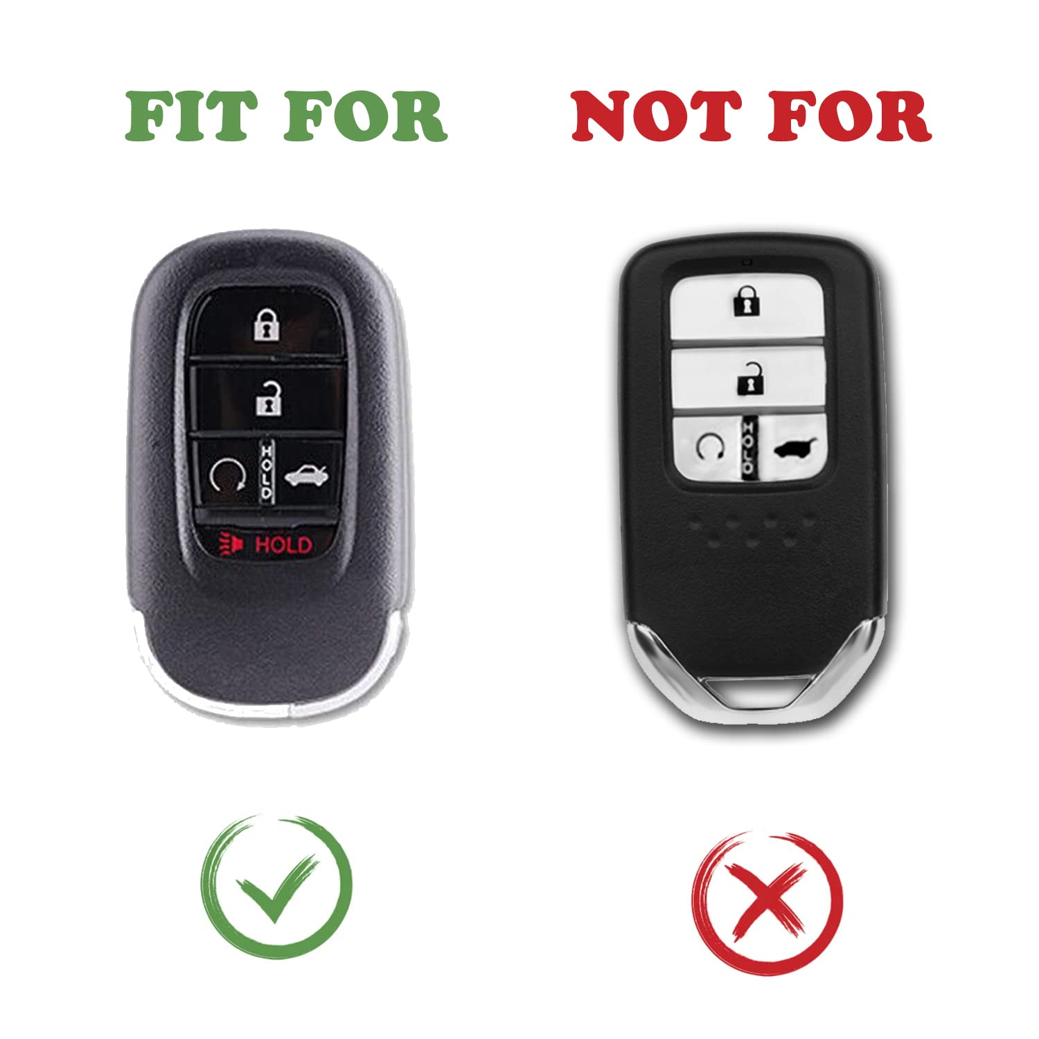 Tandrive Key Fob Cover For (5 Buttons) Honda 2022 2023 2024 2025 Civic Accord Hr-V Pilot Cr-V, Silicone, 2-Pack, Black Red