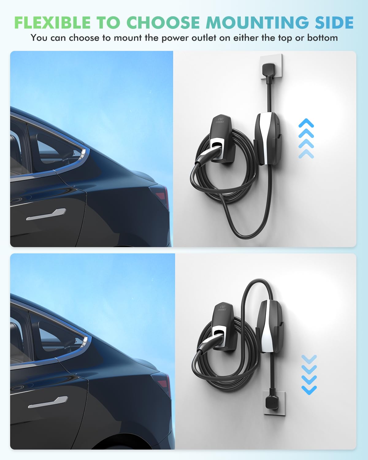EVDANCE NACS Charger Cable Holder with Chassis Bracket- Fit for Tesla Model 3/Y/S/X Mobile Charger Wall Mount, NACS Charging Cab