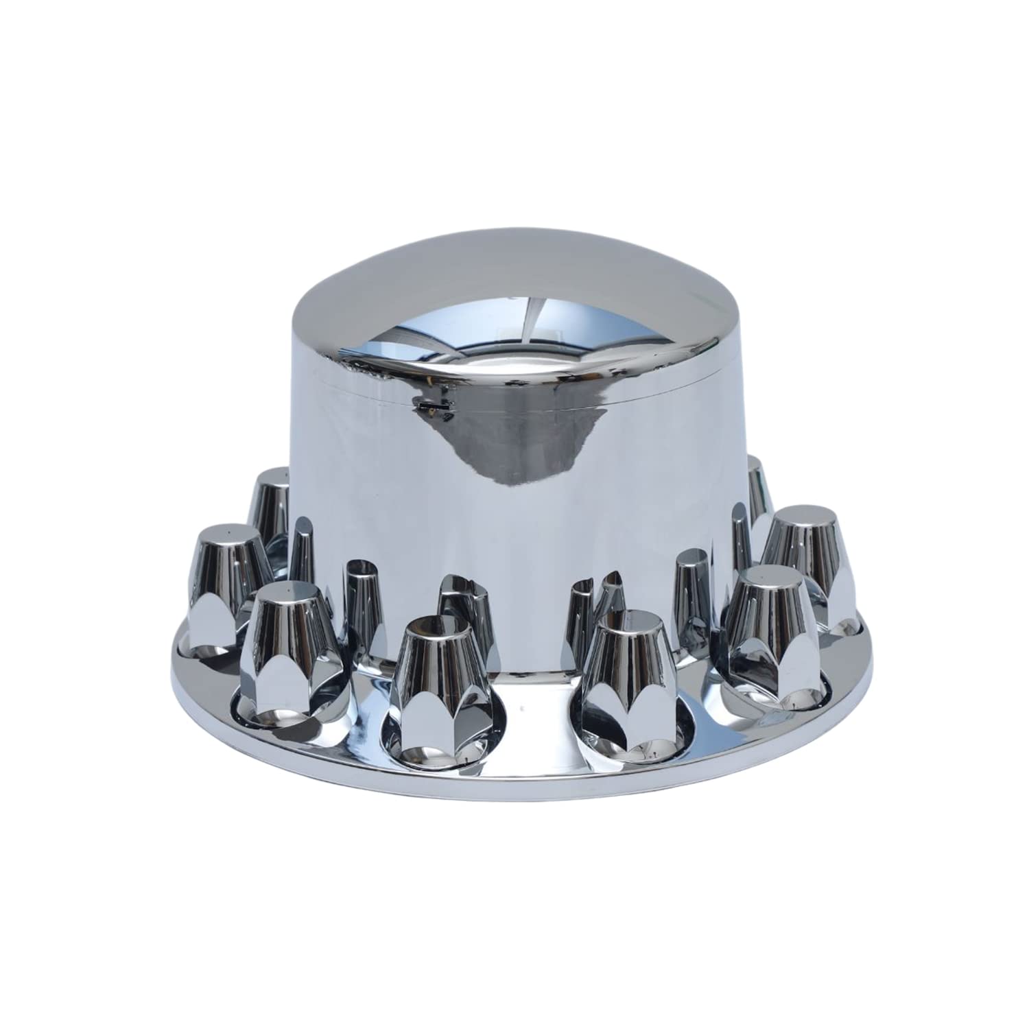 JIARU ABS Plastic Chromed Hubcaps Front and Rear Wheel Axle Cover Set with 33mm Thread-On Lug Nut Covers for Semi Trucks (Dome)