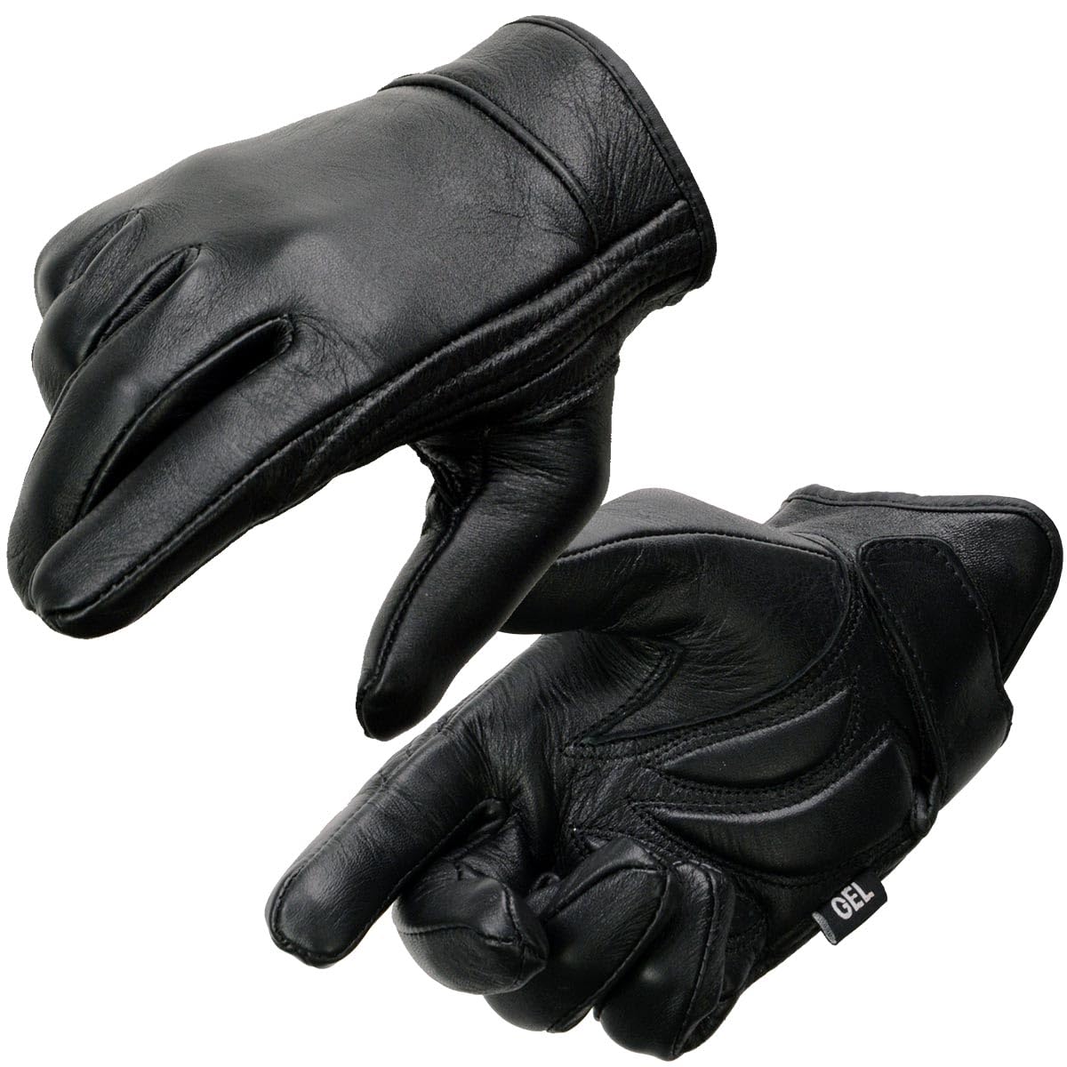 Milwaukee Leather Mg7510 Men'S Black Leather Gel Padded Palm Short Wrist Motorcycle Hand Gloves W/ Full Panel Cover - 2X-Large