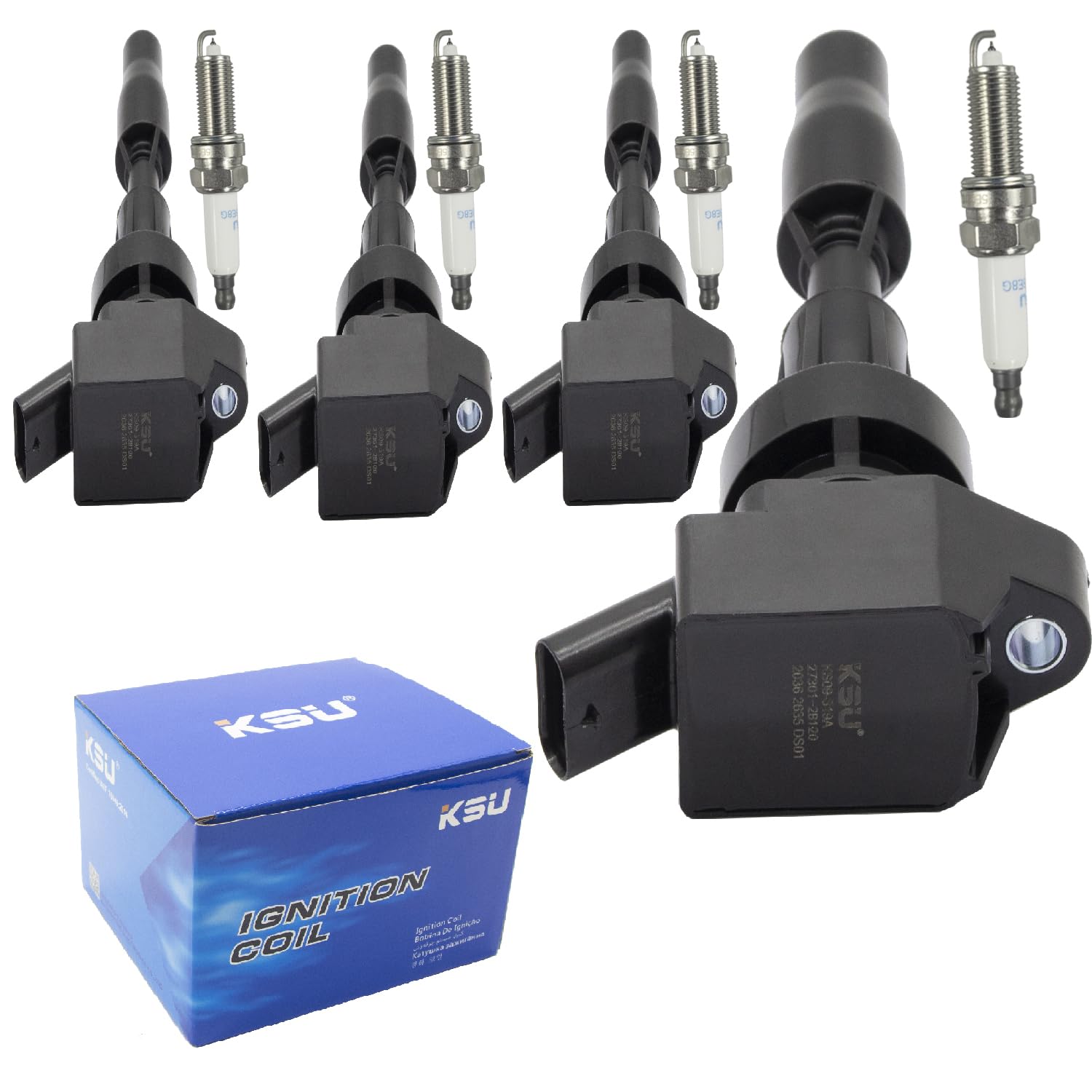 Ksu Ignition Coil Pack Spark Plug For Kia Forte 1.6L L4 Turbocharged 2016 2017 2018 2019 2020 2021 2022 2023 Uf817 27301-2B120