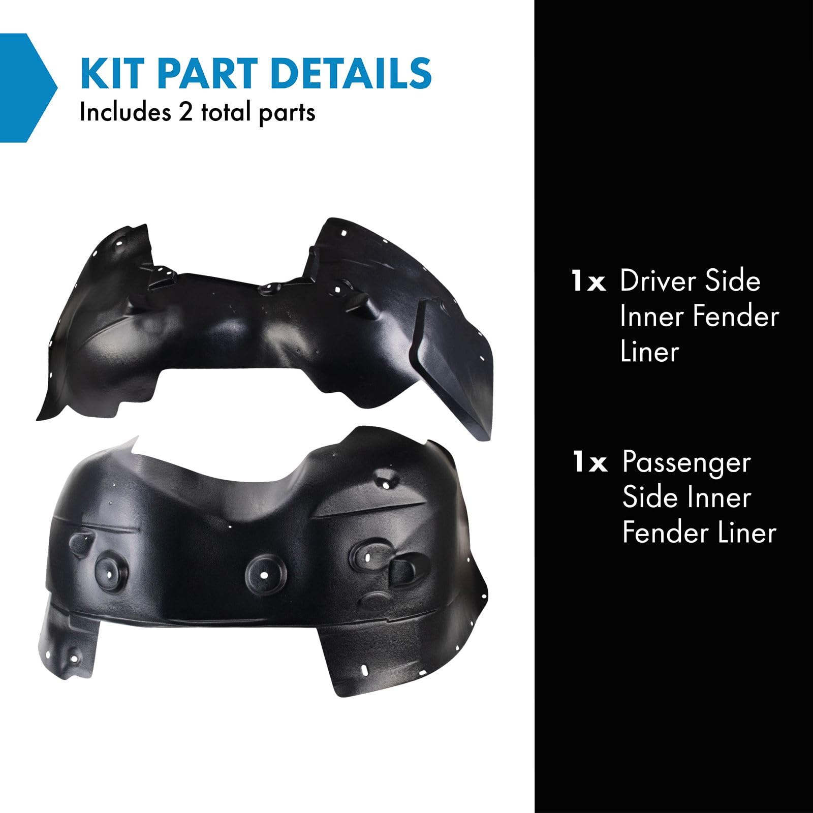 Trq Inner Fender Liner Set Compatible With 2008 Cadillac Escalade Ext Chevrolet Avalanche Gm1248179 Gm1249179