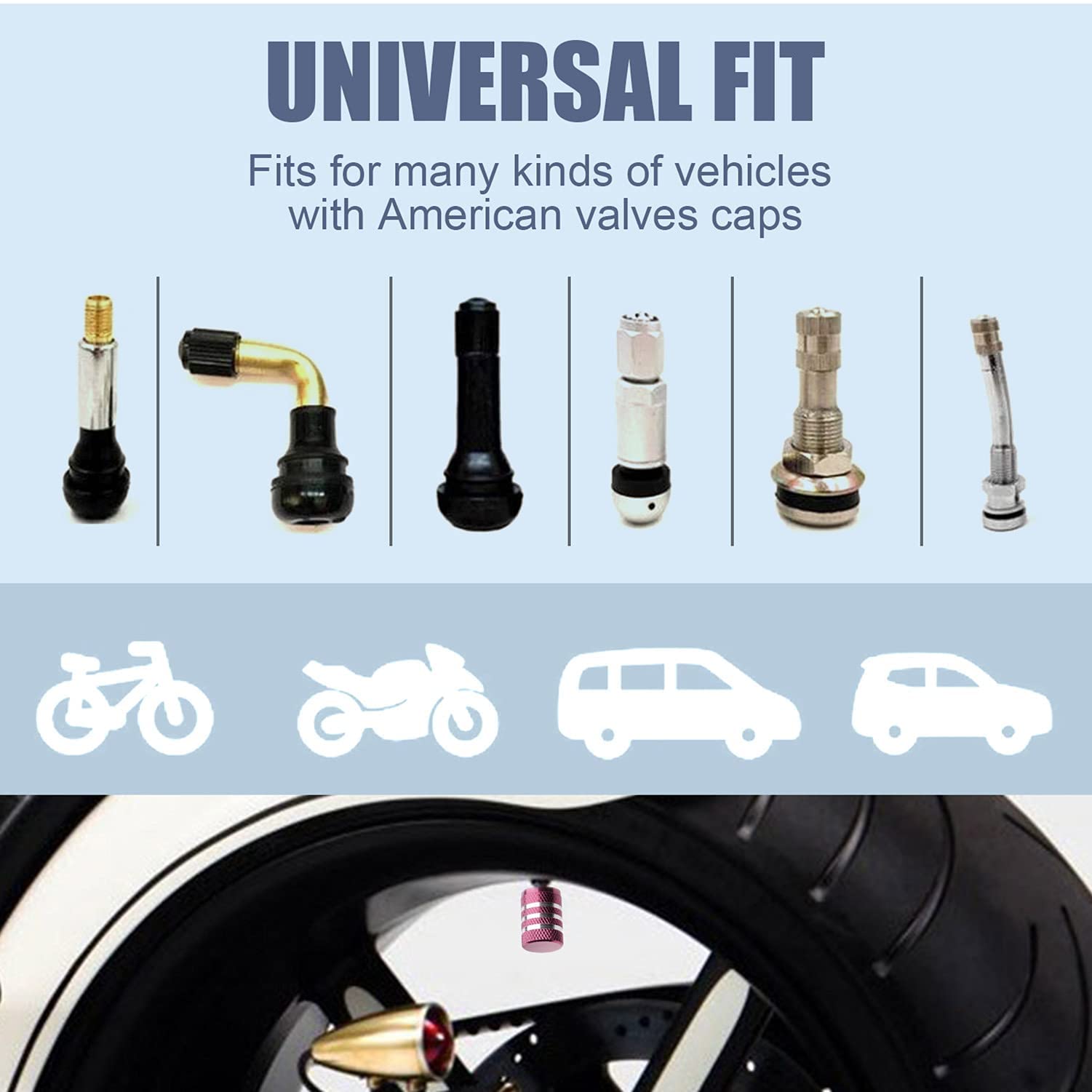 Tire Valve Stem Cap Cover - (5 Pack) Tire Air Caps Metal With Plastic Liner Corrosion Resistant Leak-Proof Cat/Dog Paw For Car Truck Motorcycle Bike Pink