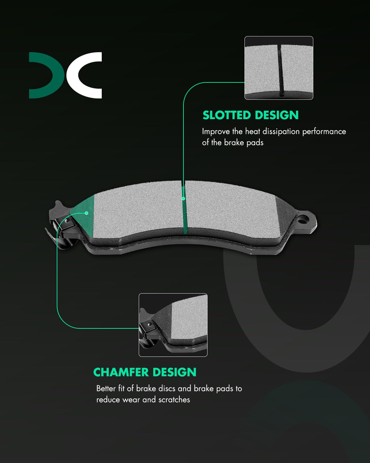 Scitoo D412 Front Semi-Metal Brake Pads Sets Fit For Chevrolet Camaro 1988-1991,For Chevrolet Corvette 1988-1996,For Pontiac Fir