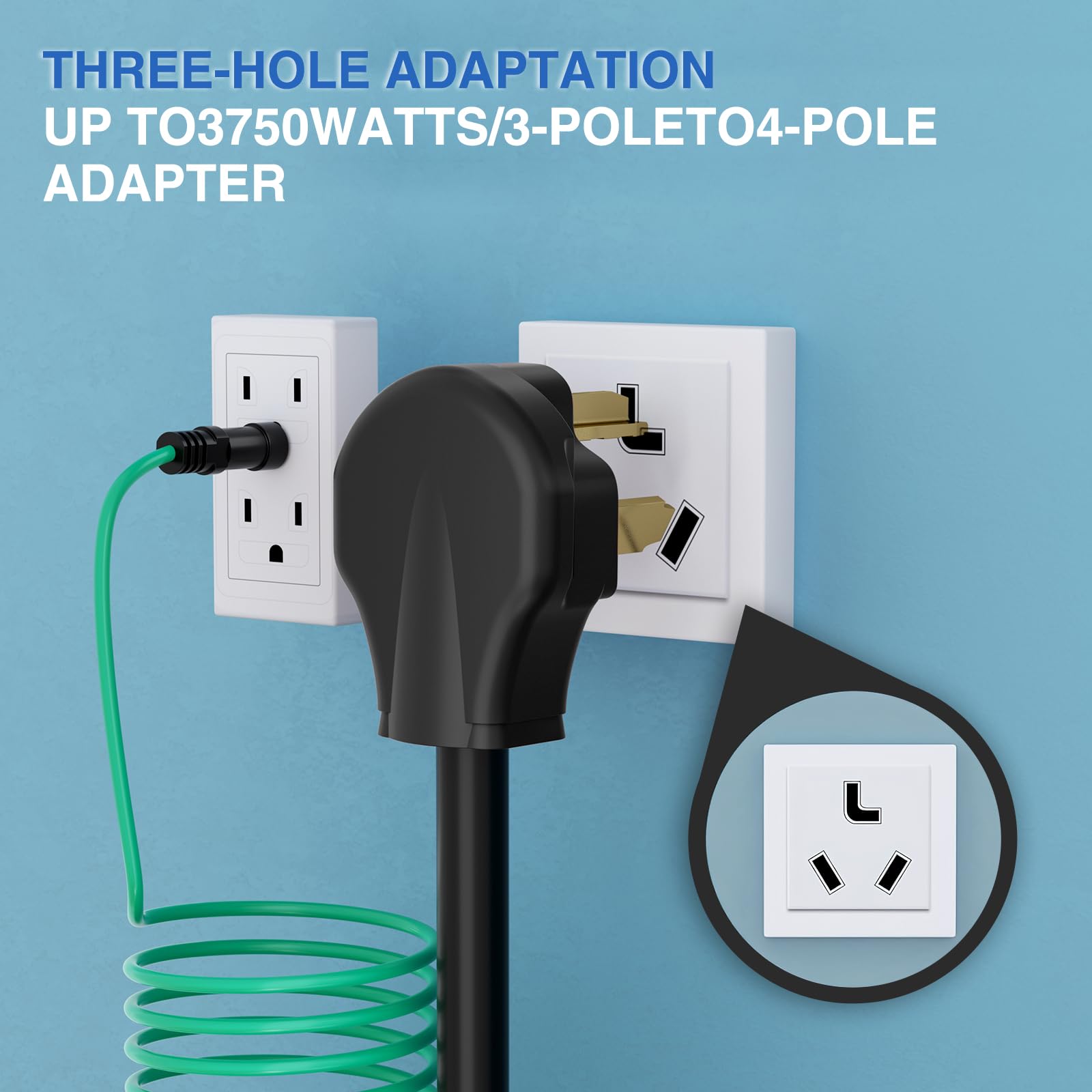 Nilight 30 Amp EV Dryer Adapter Cord - 10 Gauge, 3750 Watt, Black, 10-30P to 14-30R, Heavy Duty Conversion Plug