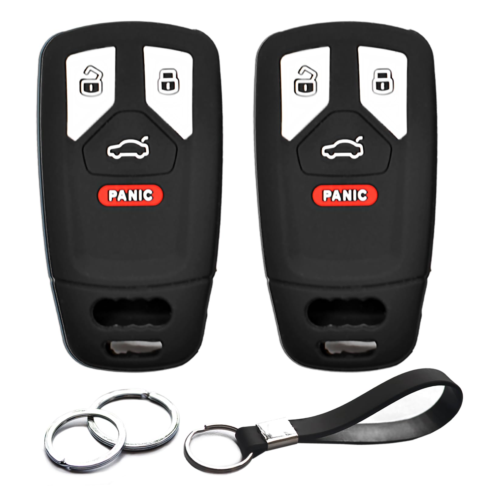 INFIPAR 2pcs Fit for Audi A4 A5 A6 A7 A8 Q5 Q7 R8 RS7 S4 S5 S6 S7 S8 SQ5 TT allroad Quattro Sportback Key Fob Cover Case Key Cha