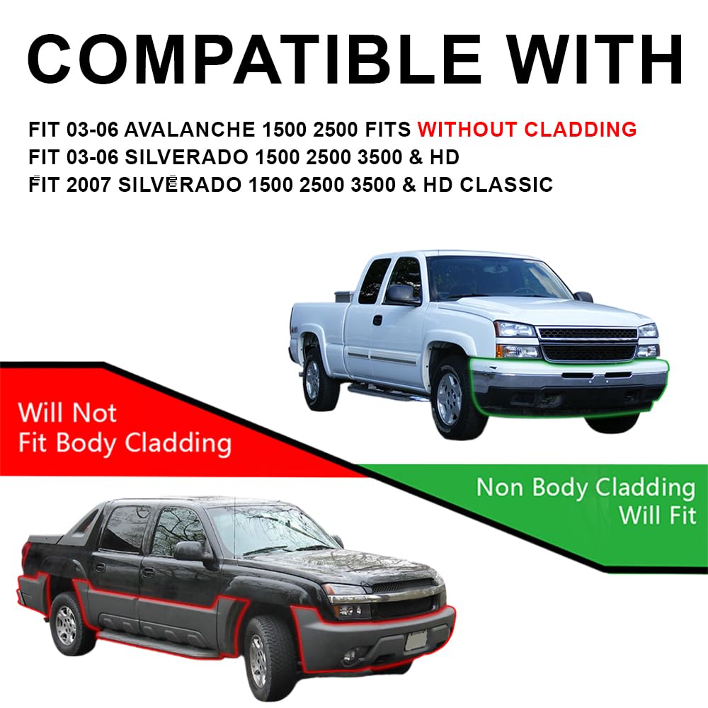 G-PLUS LED DRL Headlights for 2003-2006 Chevy Silverado/Avalanche, Smoky Lens Black Housing, ABS Plastic, Clear Reflector