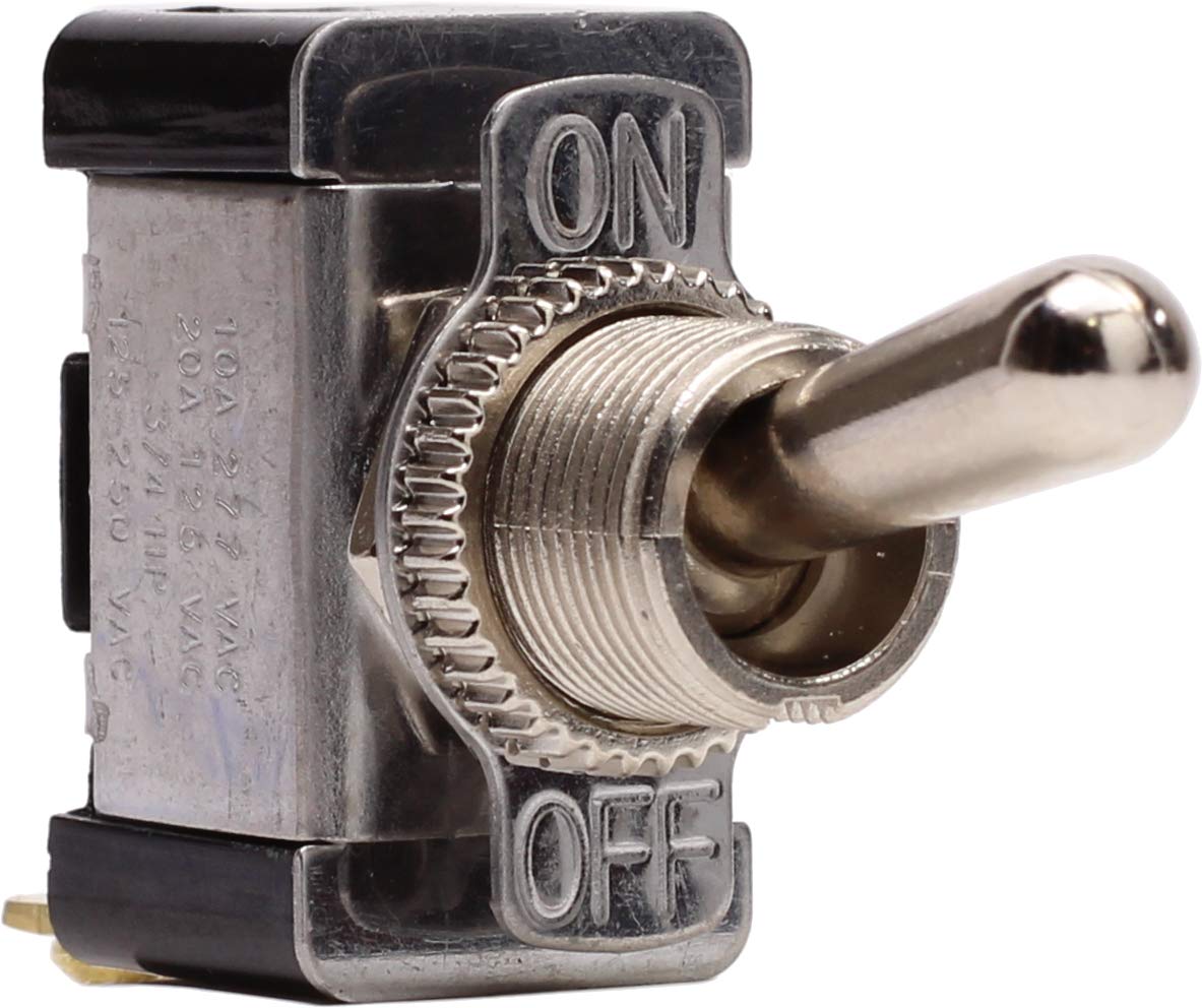 Fastronix SPST Toggle Switch 20A with Red Aircraft Safety Cover - Heavy Duty AC/DC Metal