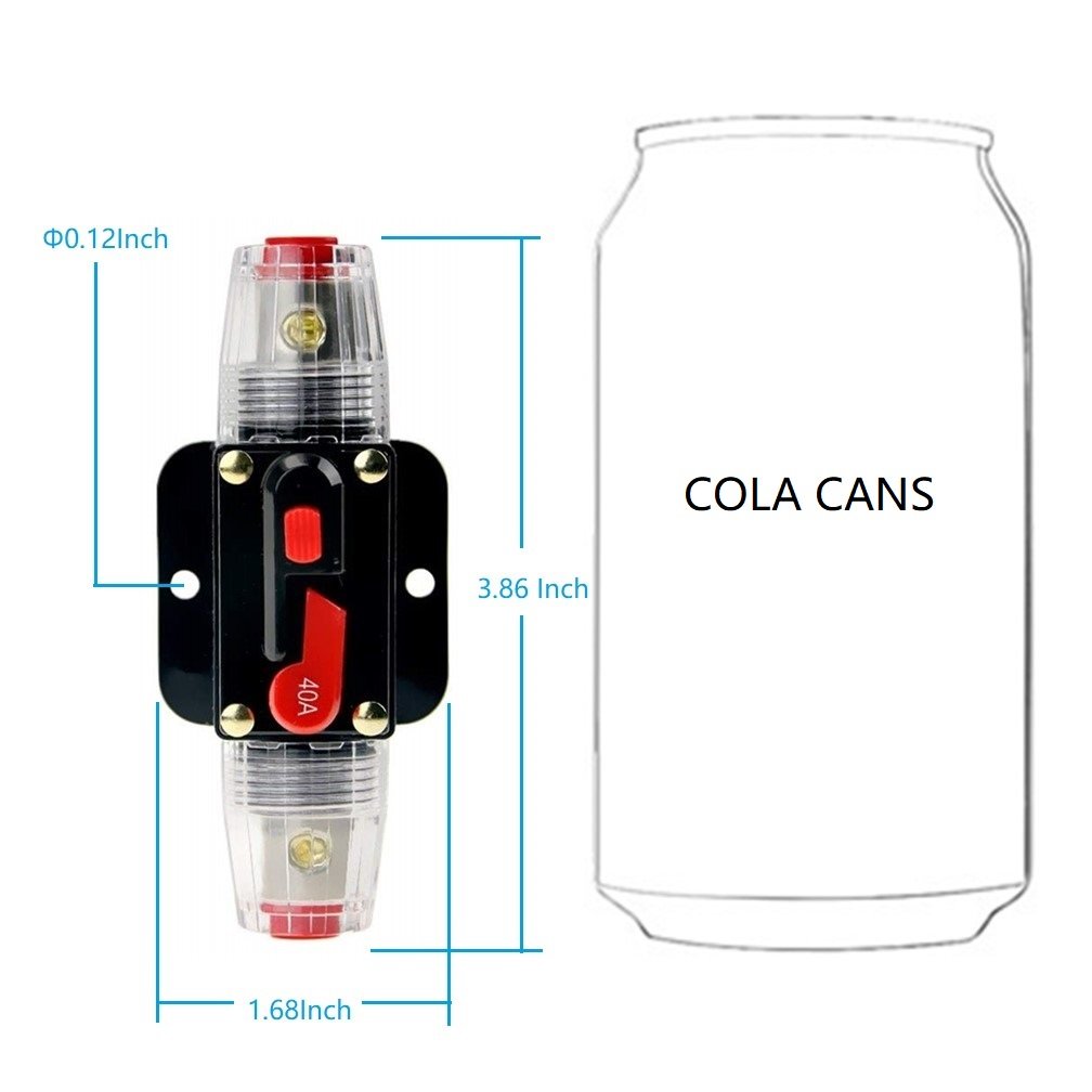 STETION Car Audio 40 Amp Resettable Fuse Circuit Breaker Car Protect for Audio System Fuse 12-24V DC for Car Audio Amps Overload