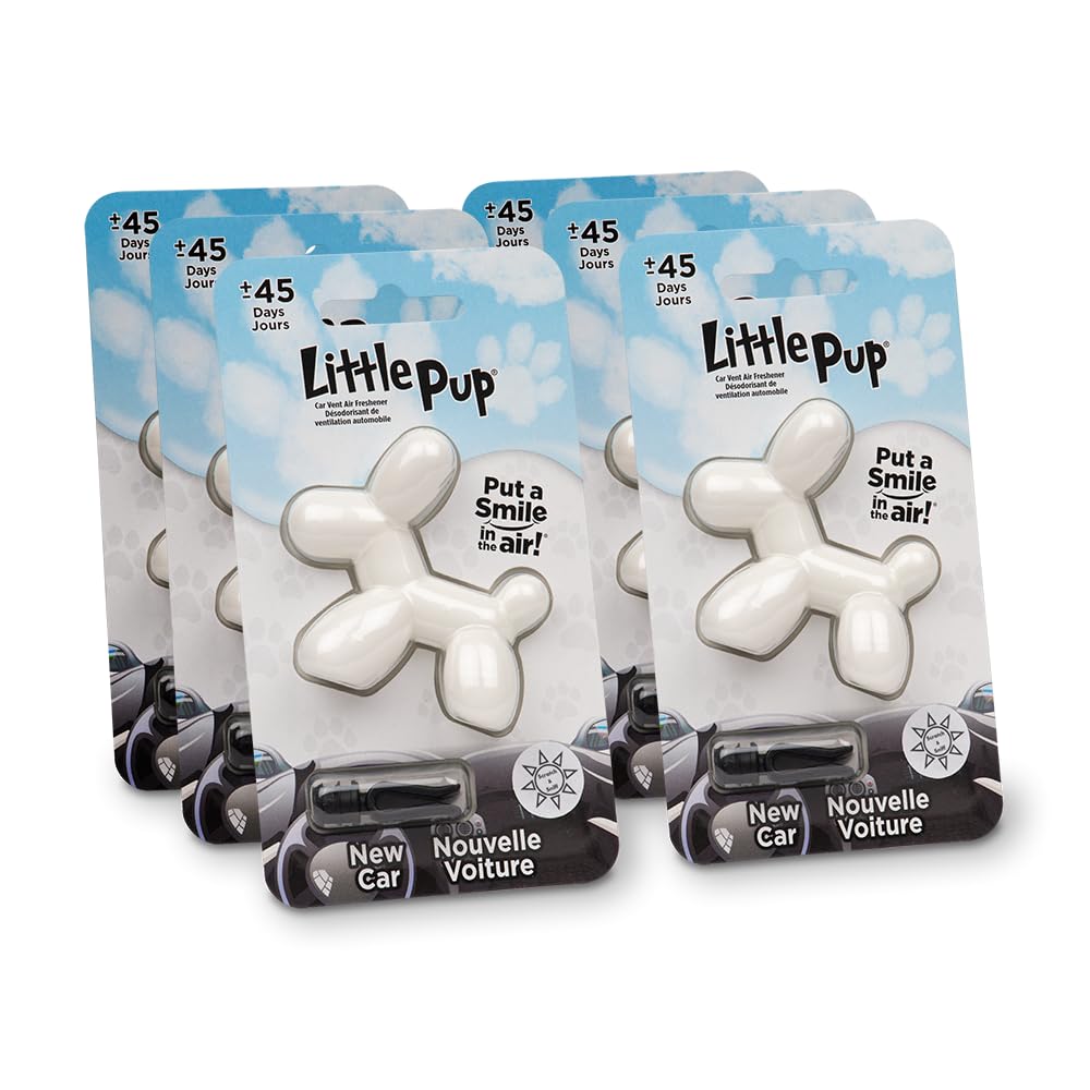 Stoner Car Care Little Pup Air Freshener Clips, New Car Scent, Alcohol-Free, 6-Pack, Non-Toxic, Model 96601-6PK