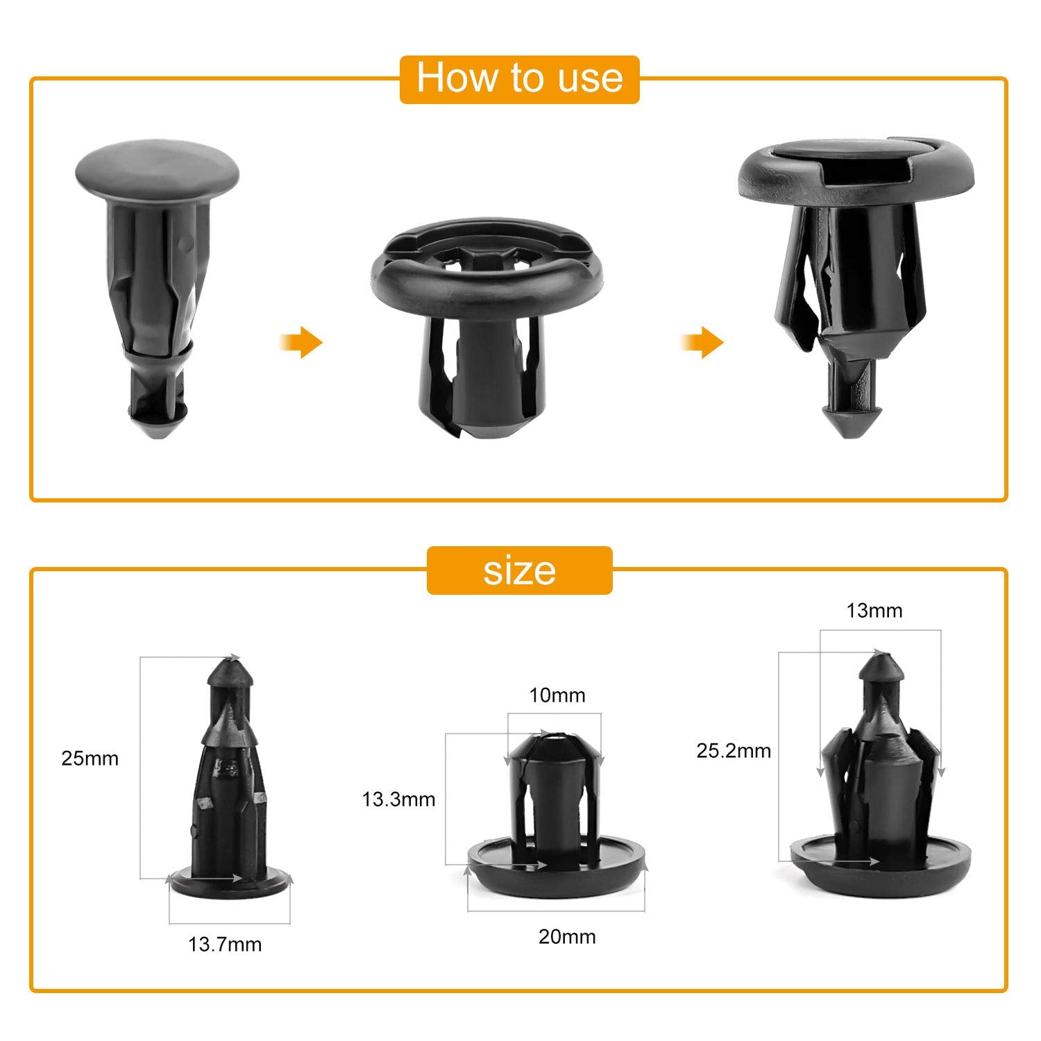 GOOACC GRC-08 Honda and Acura Fender Clips-91503-SZ3-003 40 Pcs Fastener Rivet Clips Nylon Bumper Automotive Furniture Assembly
