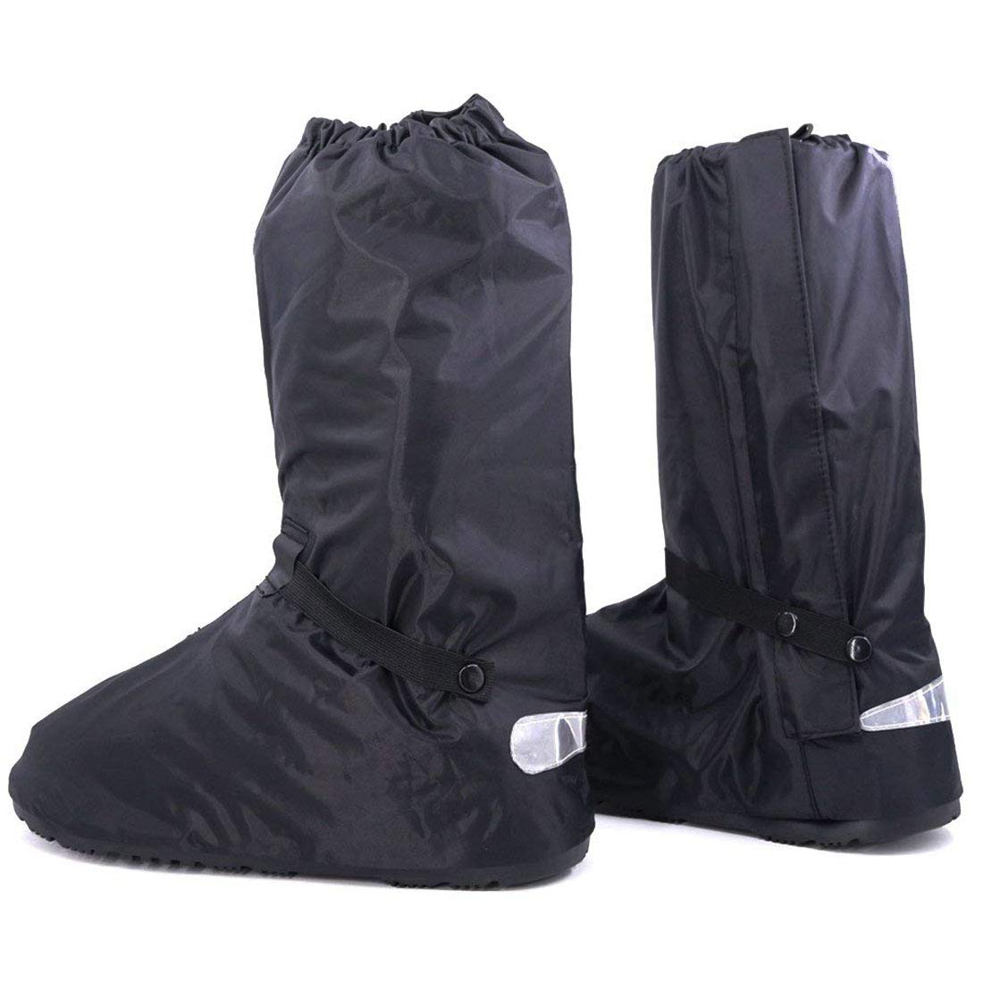 Hilitchi Black Men Waterproof Rainstorm Rainy Day Rain Suit Raingear Motorcycle Outdoor Protective Gear Rain Boot Shoe Cover Zip