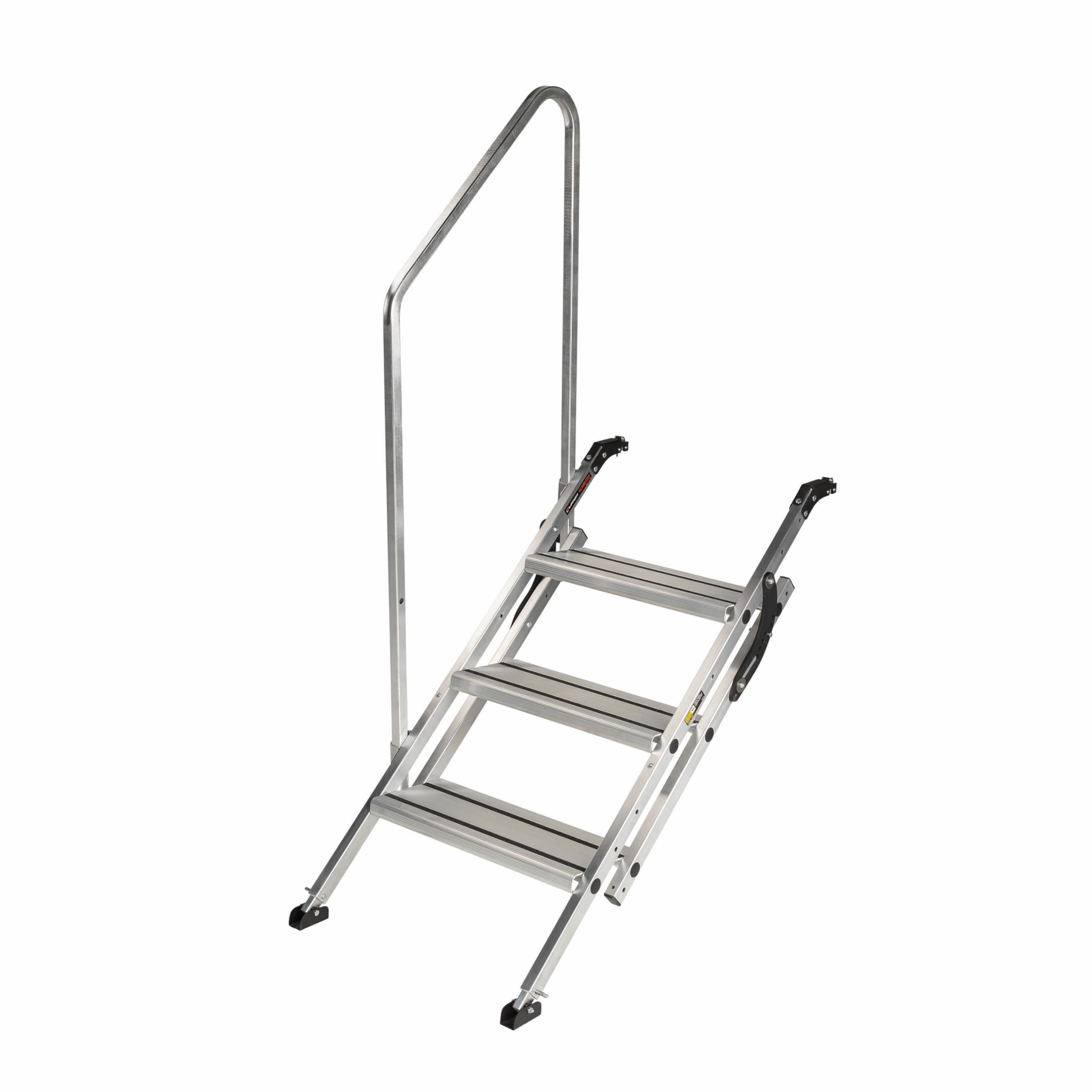 Lippert Victory Step Triple RV Steps for Toy Hauler Patio Systems with Entry Assist Handrail, 300-lb. Weight Capacity, 8 Rise, A