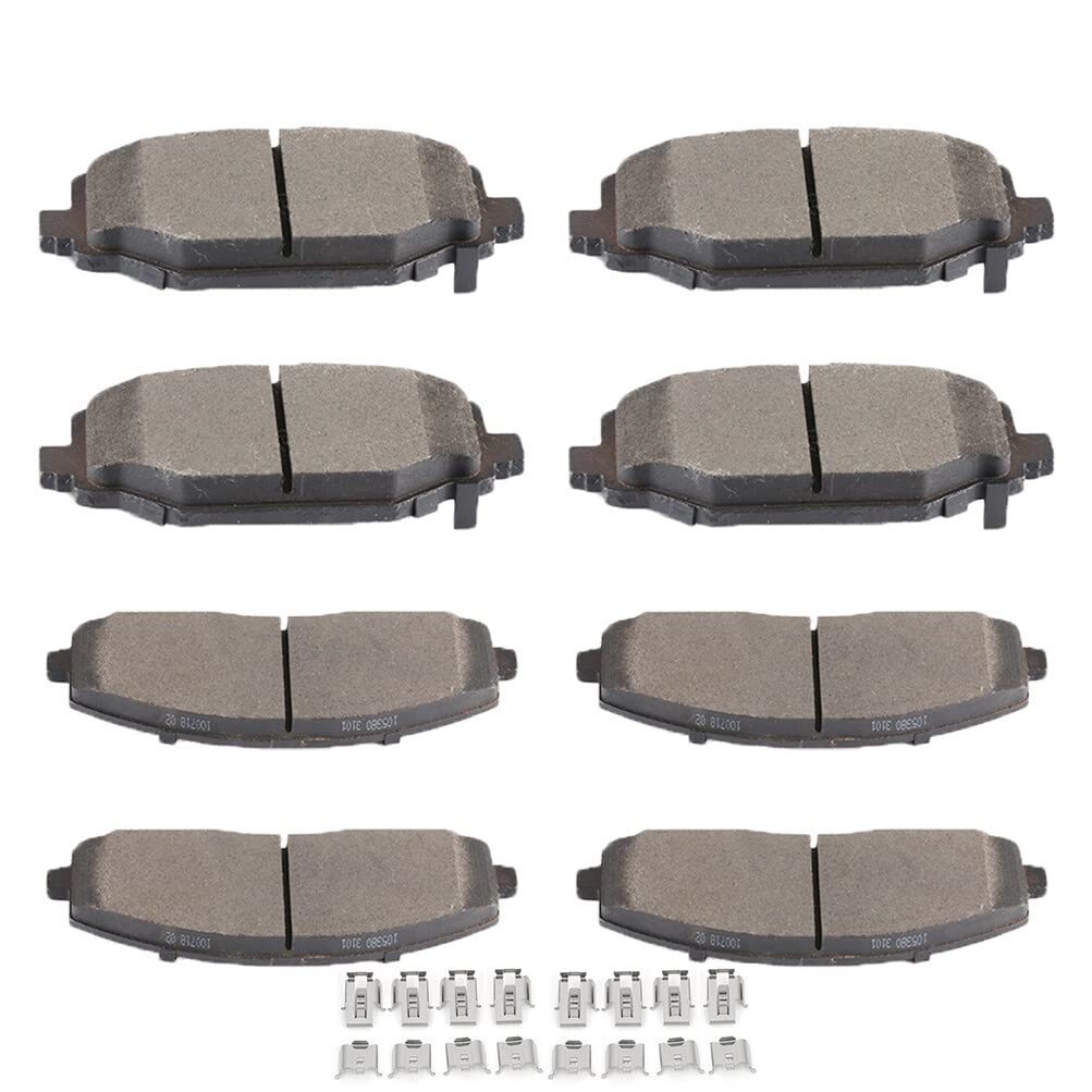 Cciyu D1589 D1596 8Pcs Front & Rear Ceramic Brake Pads Kits For 12-16 Chrysler Town & Country, Dodge Grand Caravan, Journey, 12-