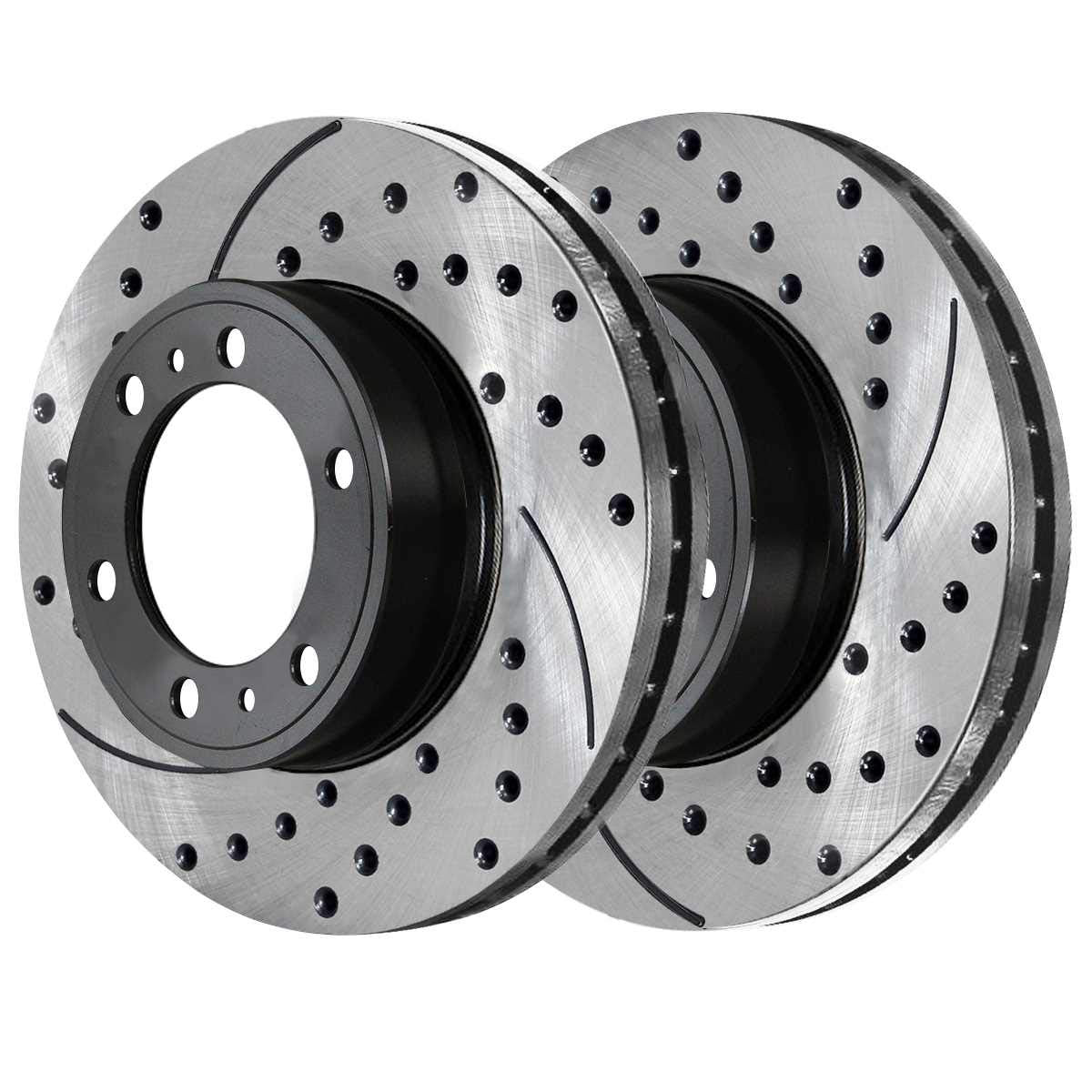 Autoshack Front Drilled And Slotted Brake Kit Rotors Black And Ceramic Pads Pair Of 2 Driver And Passenger Side Replacement For Toyota 4Runner 2005-2023 Tacoma 2007-2014 Fj Cruiser Scdpr4132941329976