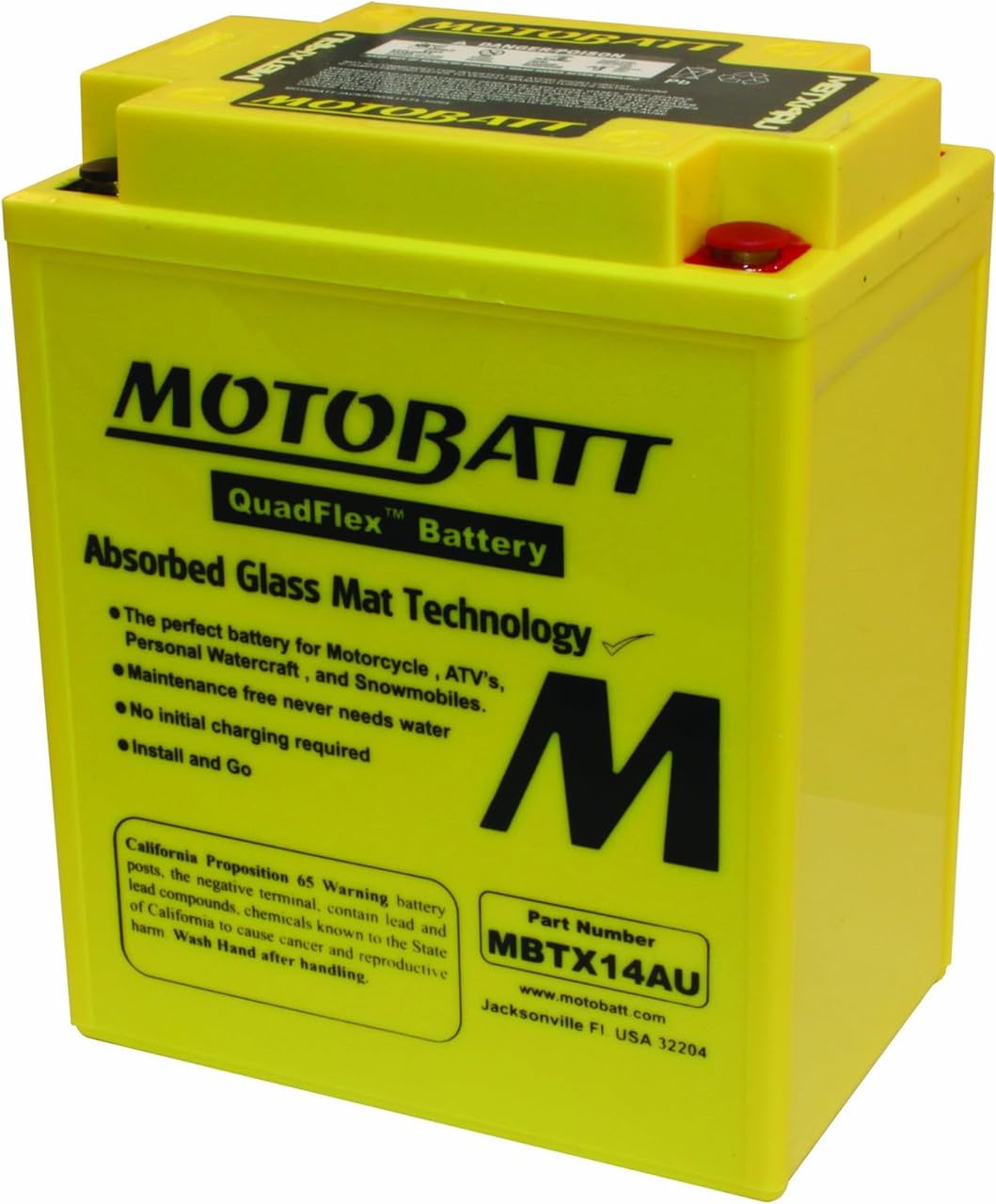Motobatt Mbtx14Au (12V 16.5 Amp) 190Cca Factory Activated Quadflex Agm Battery