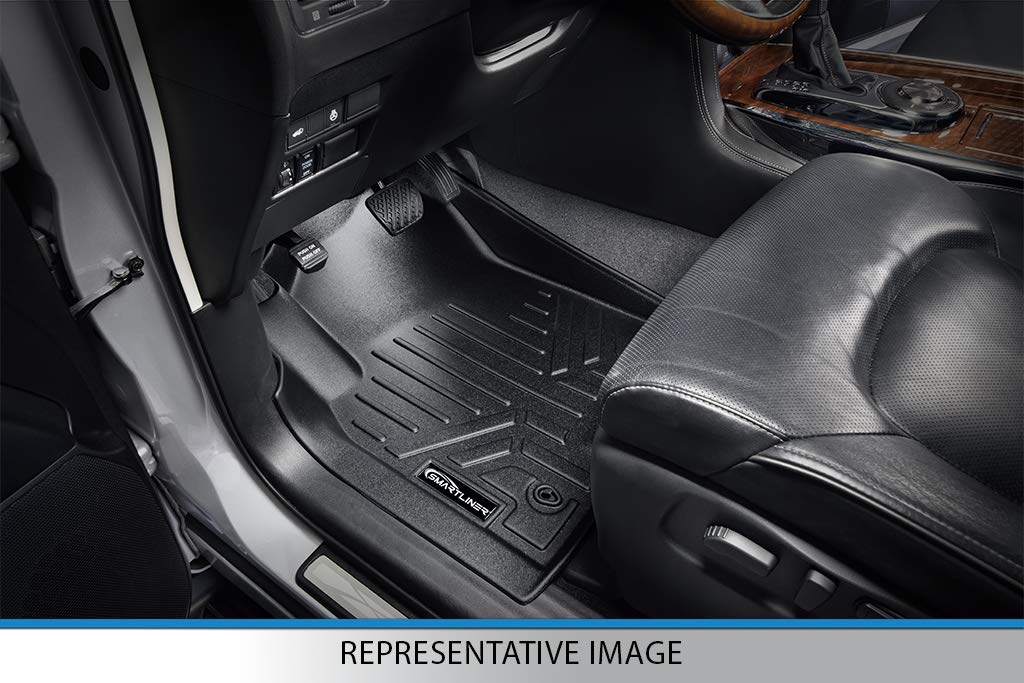 Smartliner Custom Fit Floor Mats 2 Row Liner Set Black Compatible With 2017-2024 Honda Ridgeline Crew Cab - All Models
