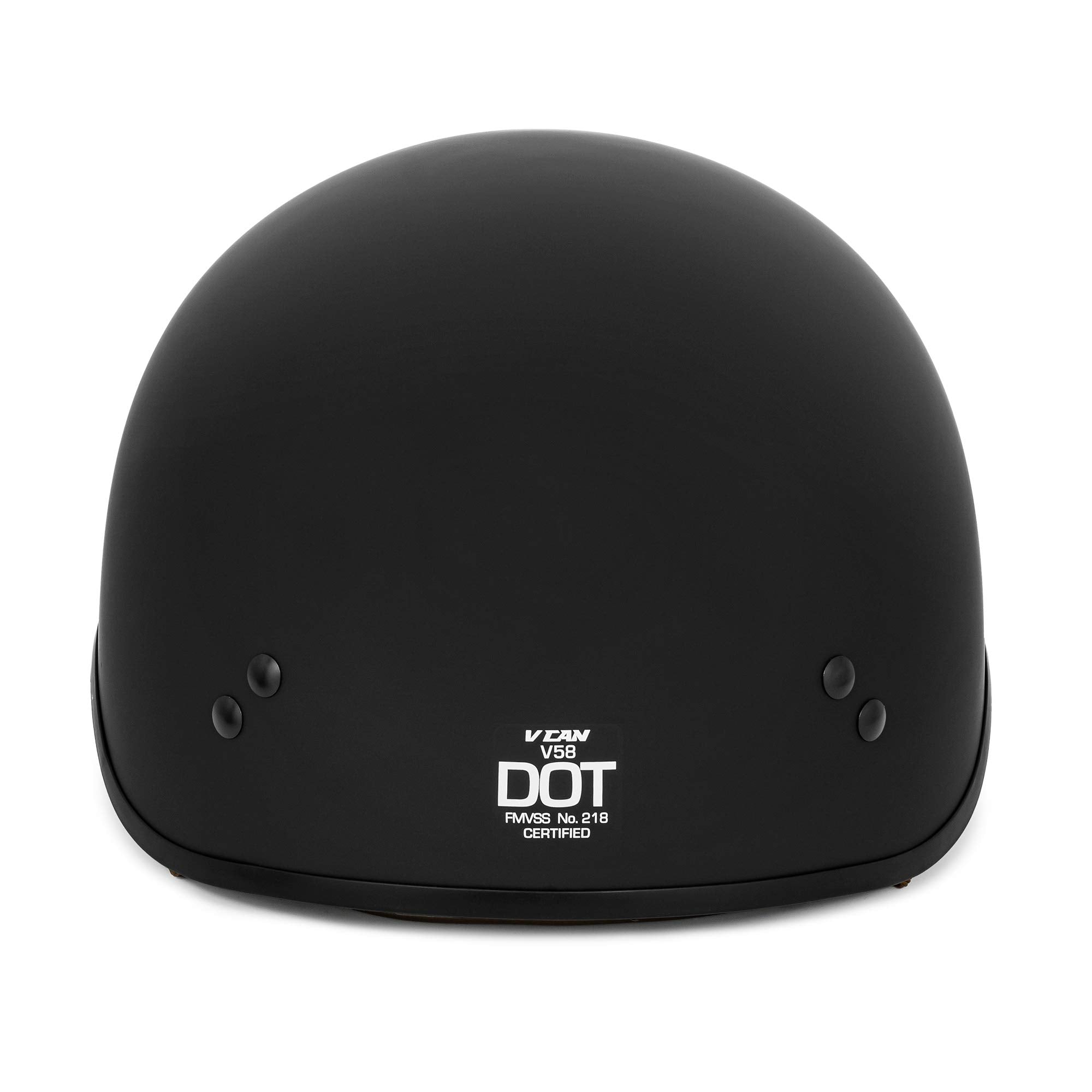 Vcan Cruiser Solid Flat Black Half Face Motorcycle Helmet With Drop-Down Sun Visor, Removable Peak And Quick Release Buckle (X-S