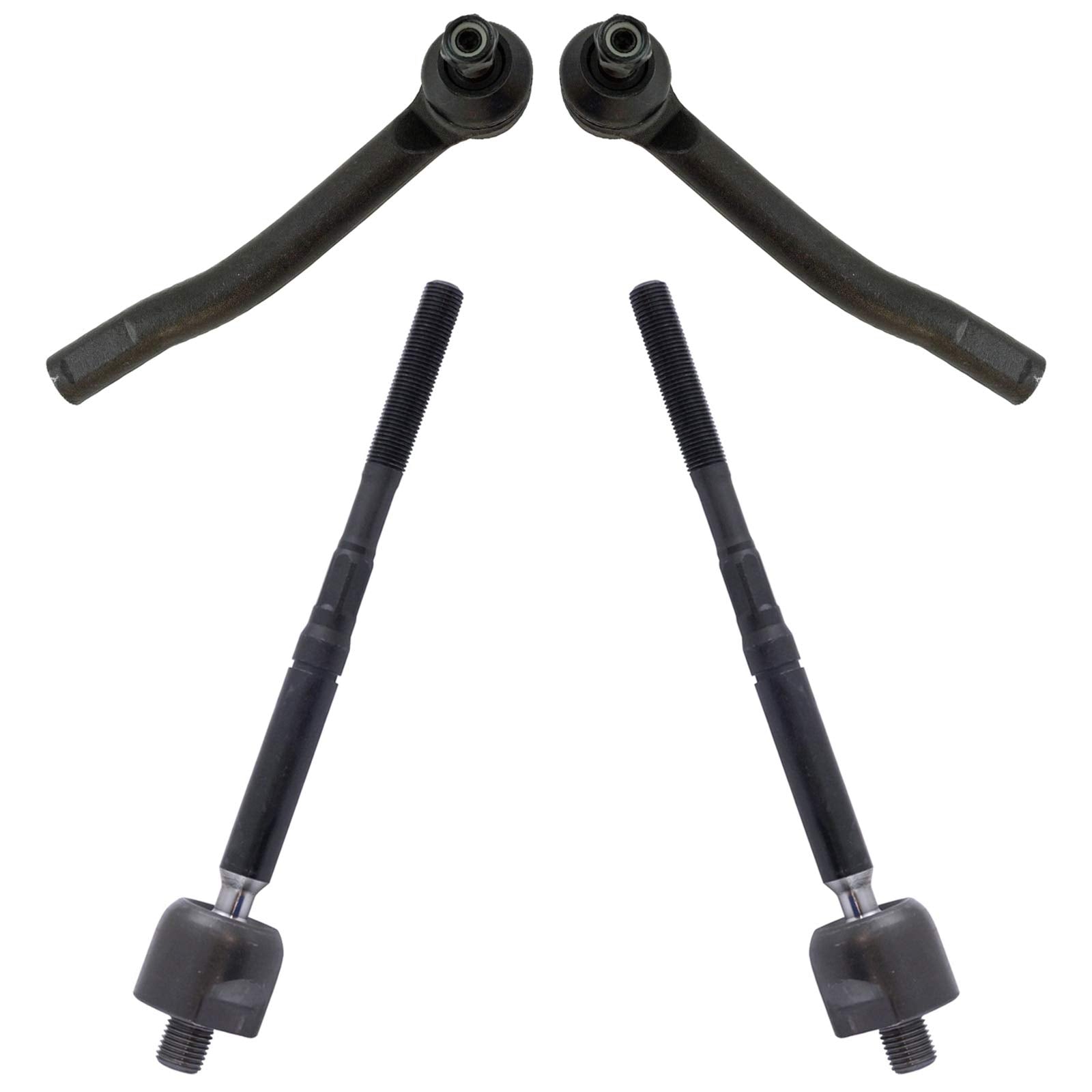 TRQ Front Inner and Outer Tie Rod Set Compatible with 2015-2018 Chevrolet City Express 2018-2022 Nissan LEAF 2013-2019 NV200 Sen