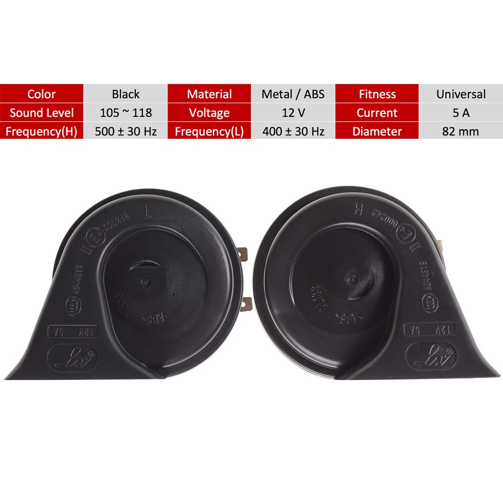 Evermotor Car Horn Universal 12V Loud Air Horn Signal Speaker For Motorcycle,Truck,Golf Cart,Moped,Scooter,Atv 118 Db Snail Horns With E-Mark(2Pcs)