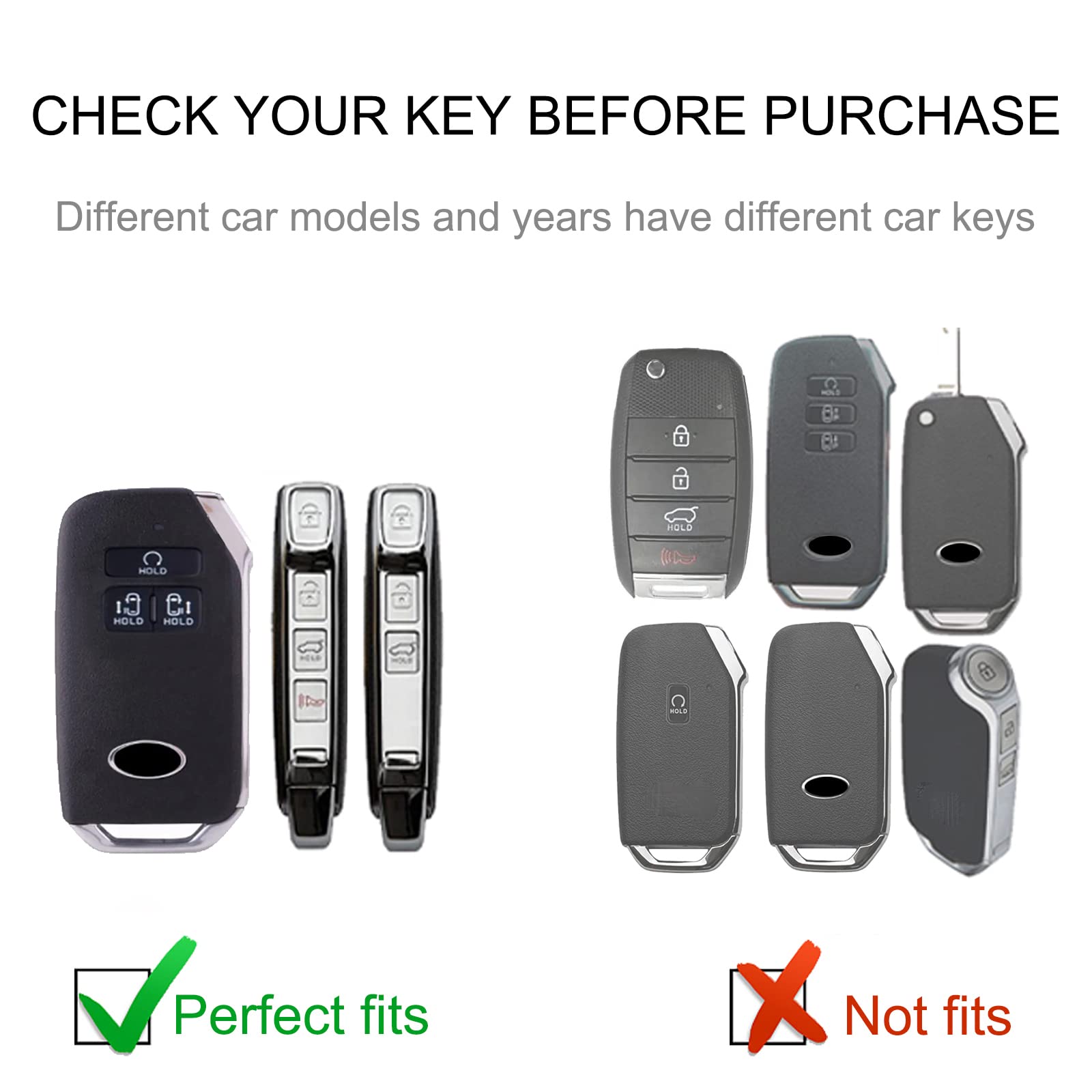 Cacarlike For Kia Key Fob Cover With Leather Lanyard, Car Key Fob Case Compatible With Kia Carnival Cadenza 6/7 Buttons Ka4 Ex S