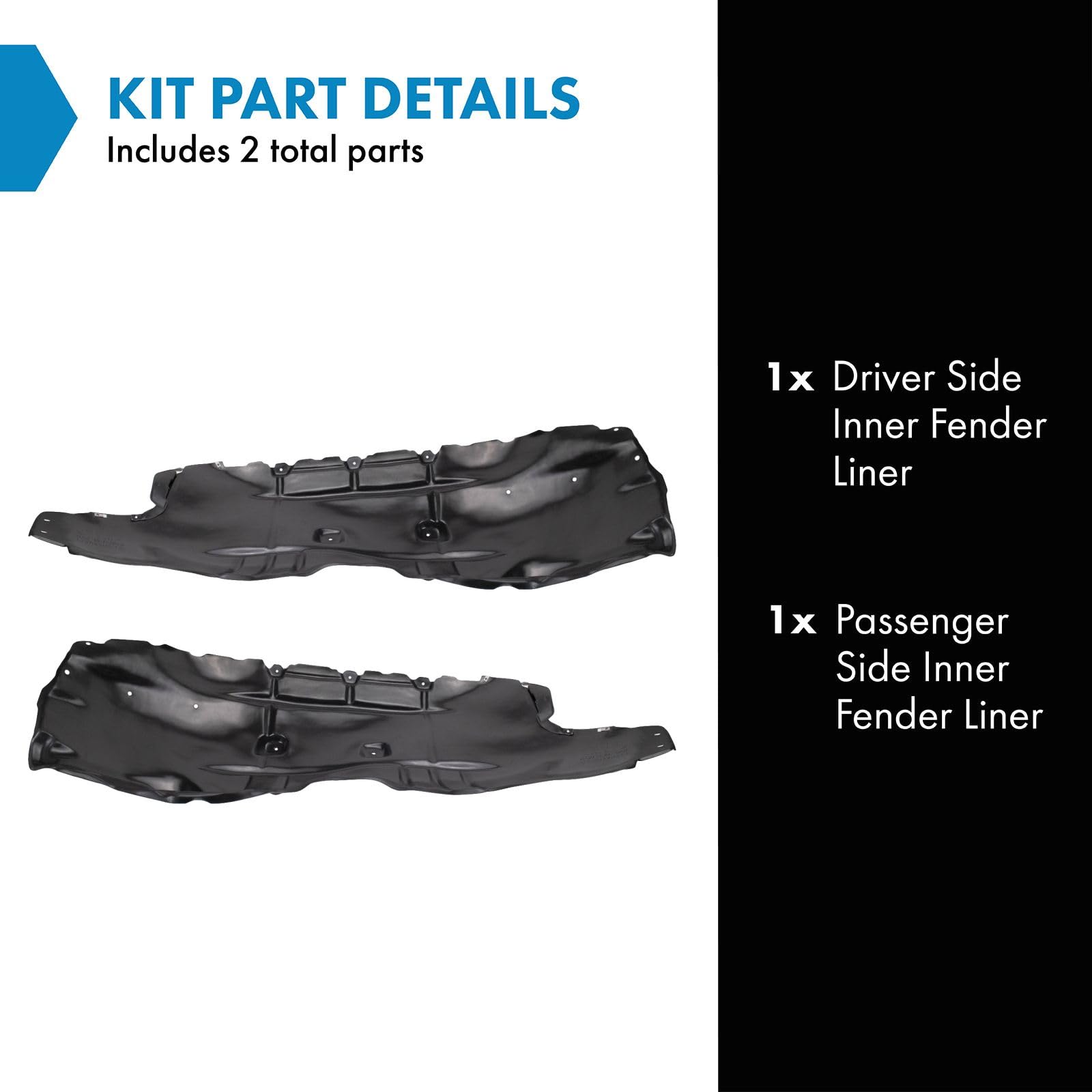 Trq Inner Fender Liner Set Compatible With 2017-2020 Chevrolet Colorado Gm1248288 Gm1249288