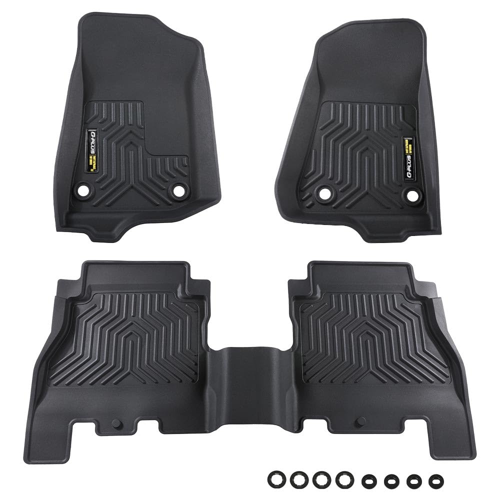 G-PLUS TPE Floor Mats Compatible with Jeep Wrangler JL Unlimited 4 Door 2018-2024(Not Fit for JK or 4XE) 1st & 2nd Row All Weath