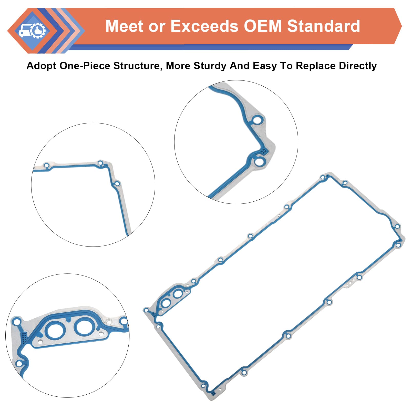 Zonfant Engine Oil Pan Gasket Set, Compatible With 4.8L 5.3L 6.0L 6.2L Chevy Silverado, Suburban, Tahoe, Trailblazer, Gmc Sierra