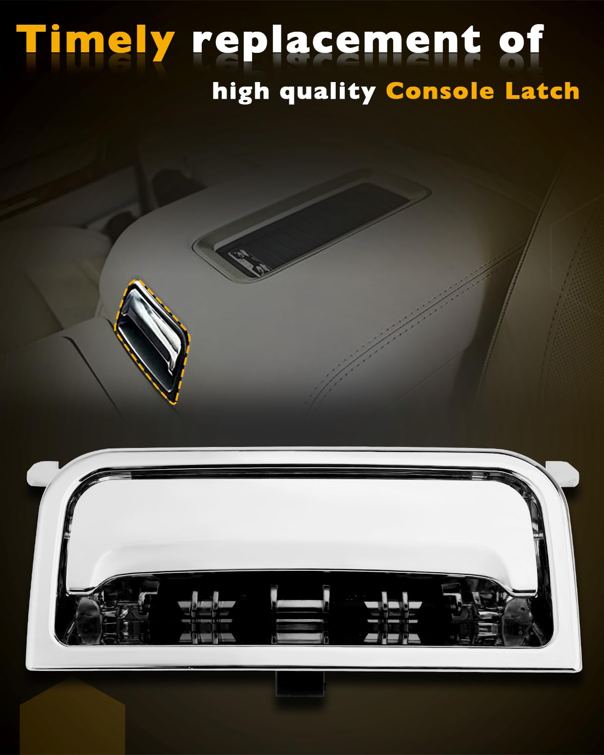 Gledewen Center Console Latch for 2014-2020 Chevy/GMC, Chrome Cover, Model A2918